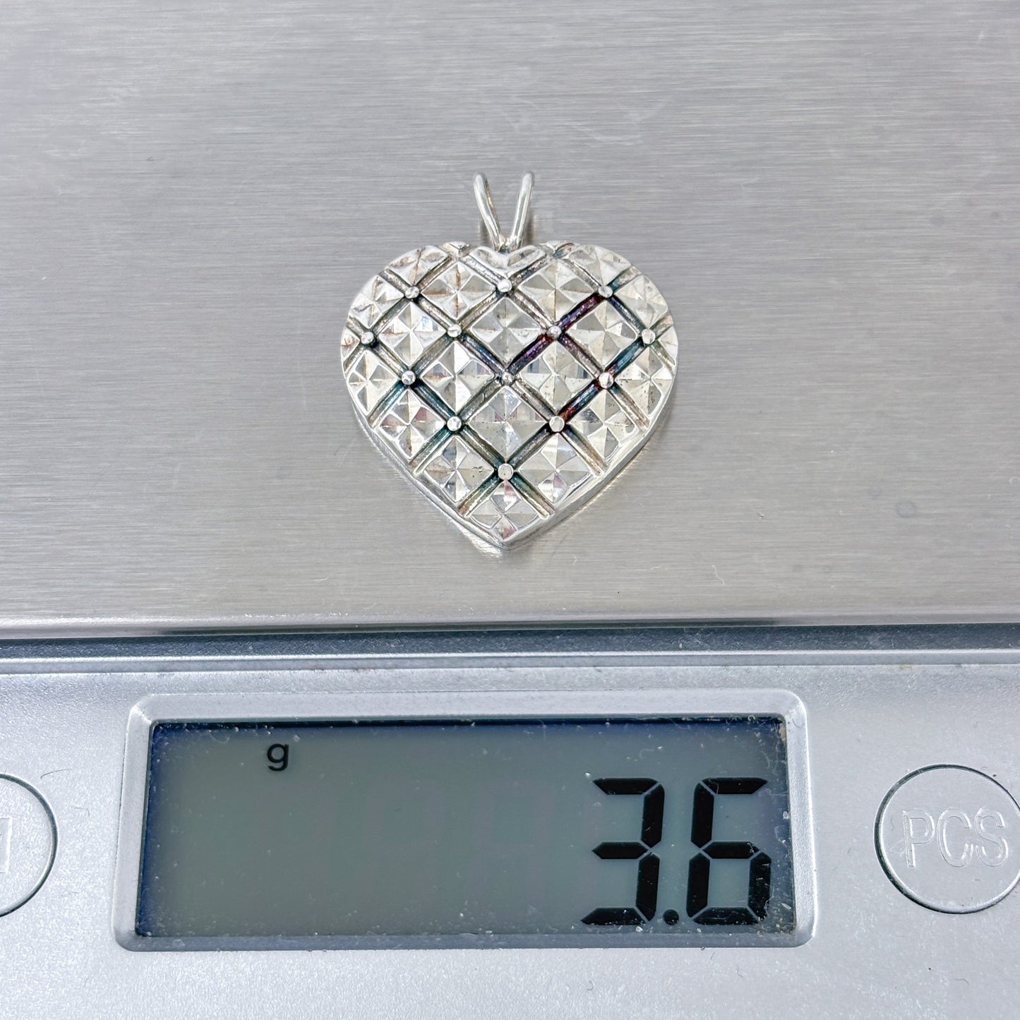 Vintage Sterling Silver 925 Textured Heart Pendant