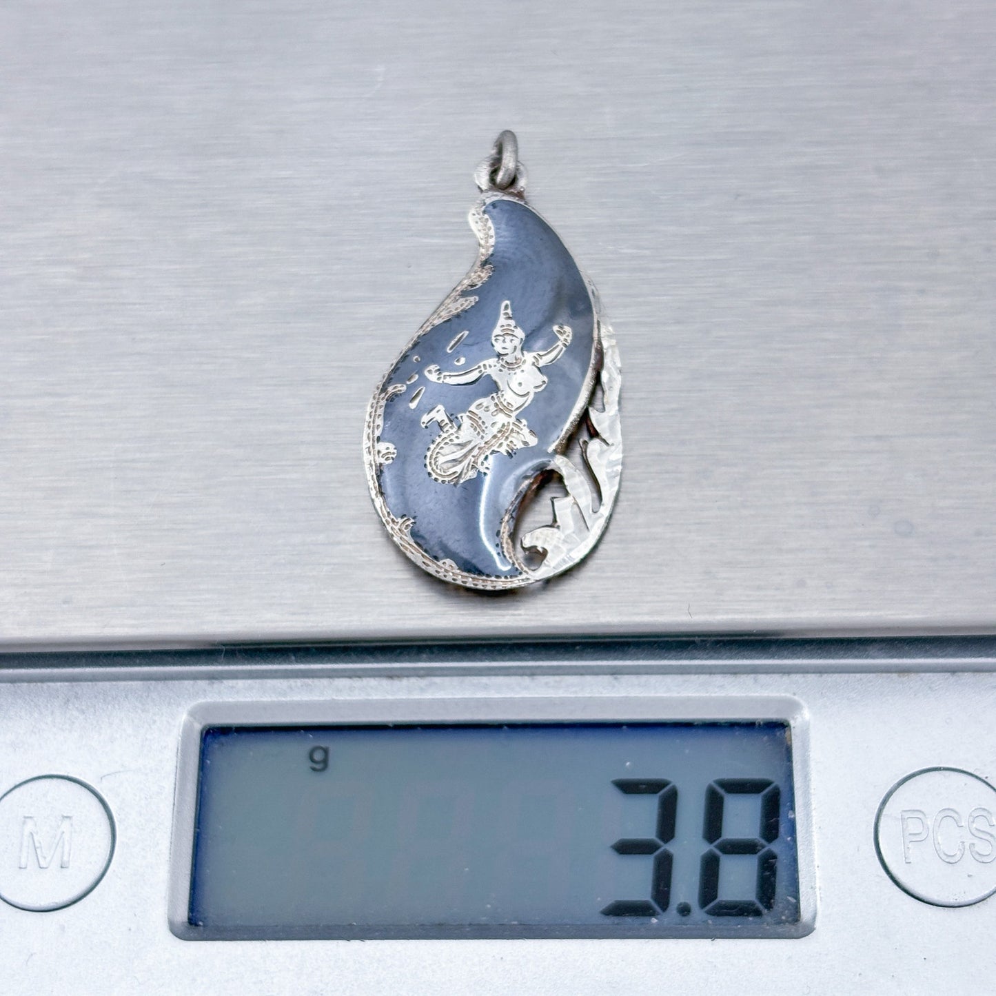 Vintage Sterling Silver 925 Thai Dancer Pendant