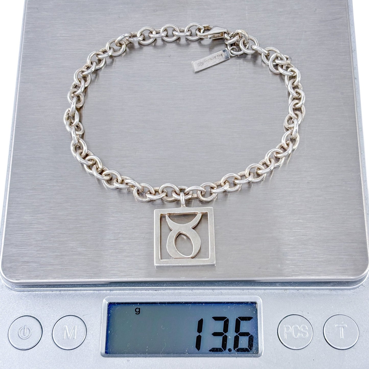 Vintage Sterling Silver 925 Taurus Zodiac Charm Bracelet 8"