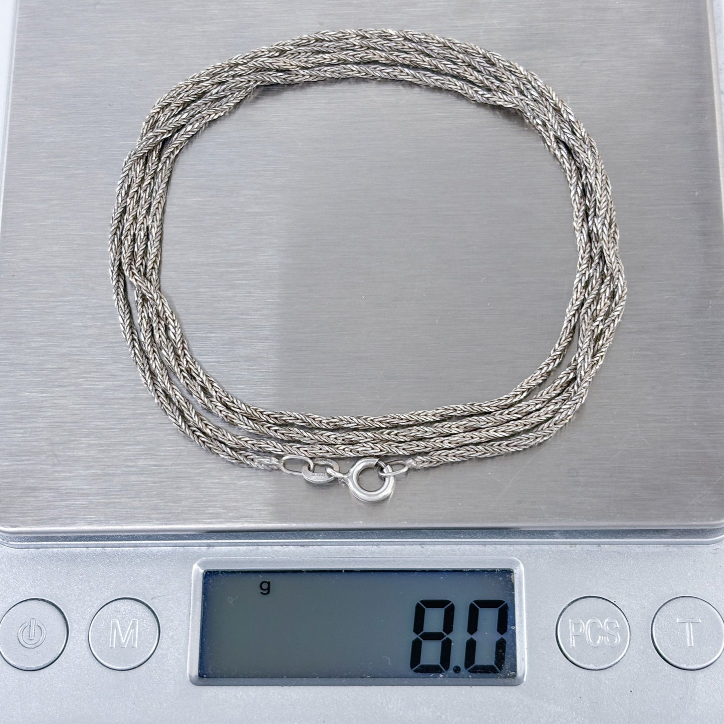 Vintage Italian Sterling Silver 925 Foxtail Link Chain Necklace 31"