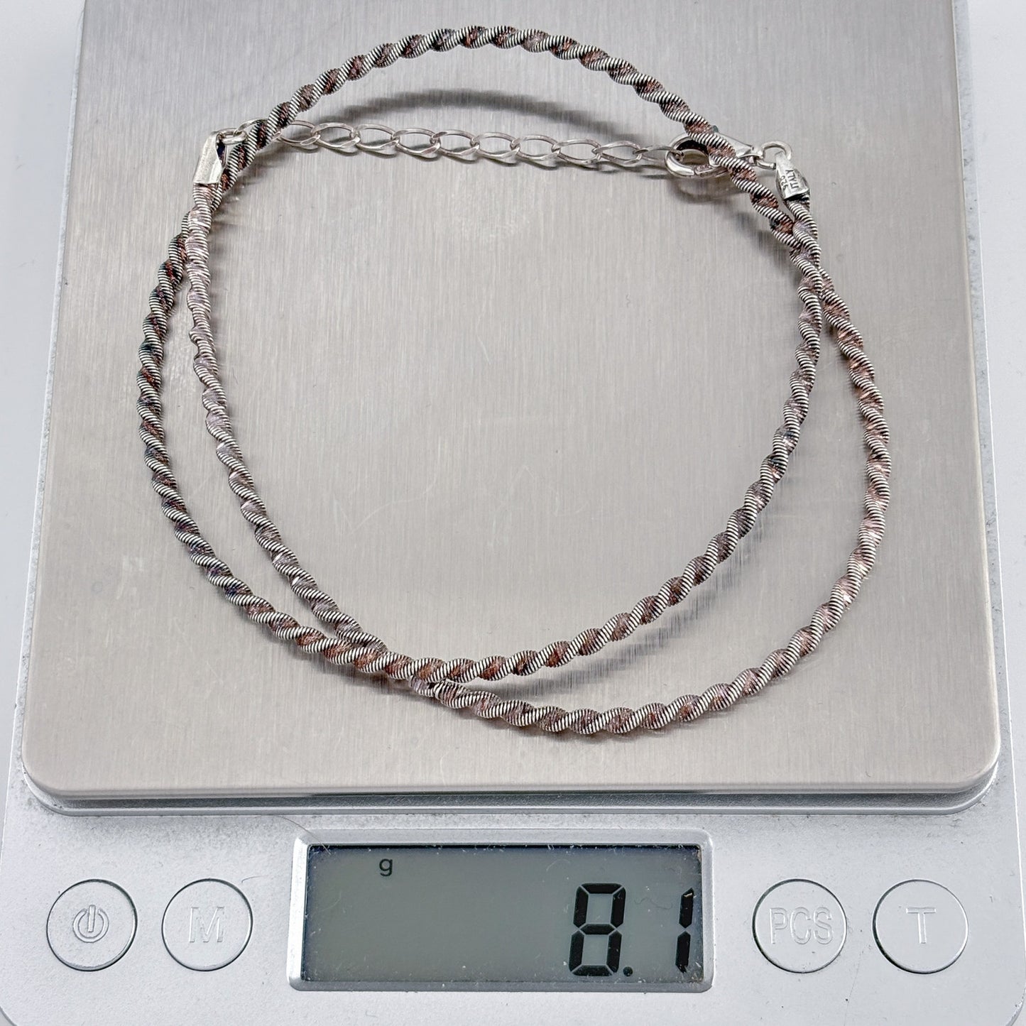 Vintage Italian Sterling Silver 925 Twisted Chain Necklace 16"-18"