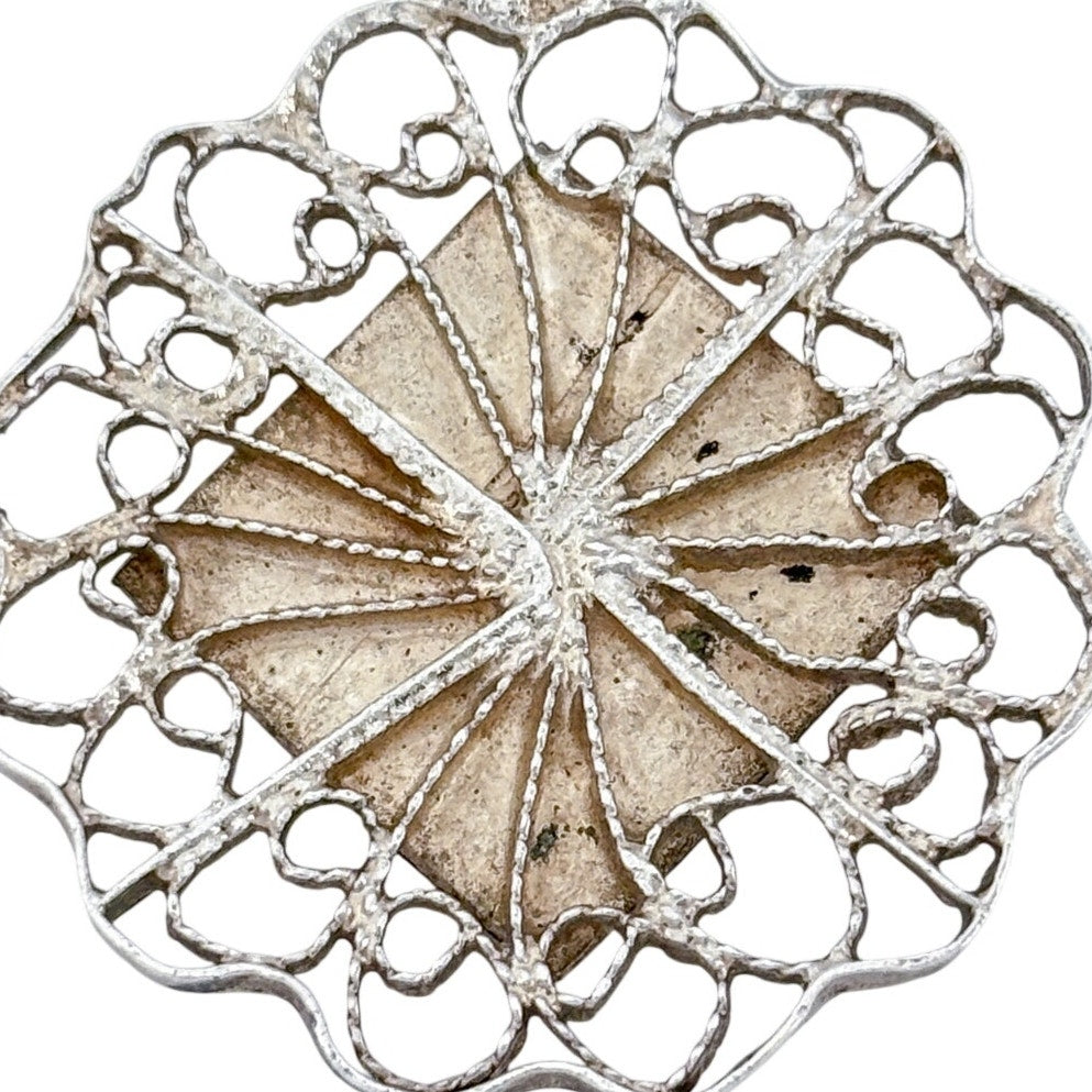 Antique Sterling Silver 925 Gold-Tone Etched Pendant