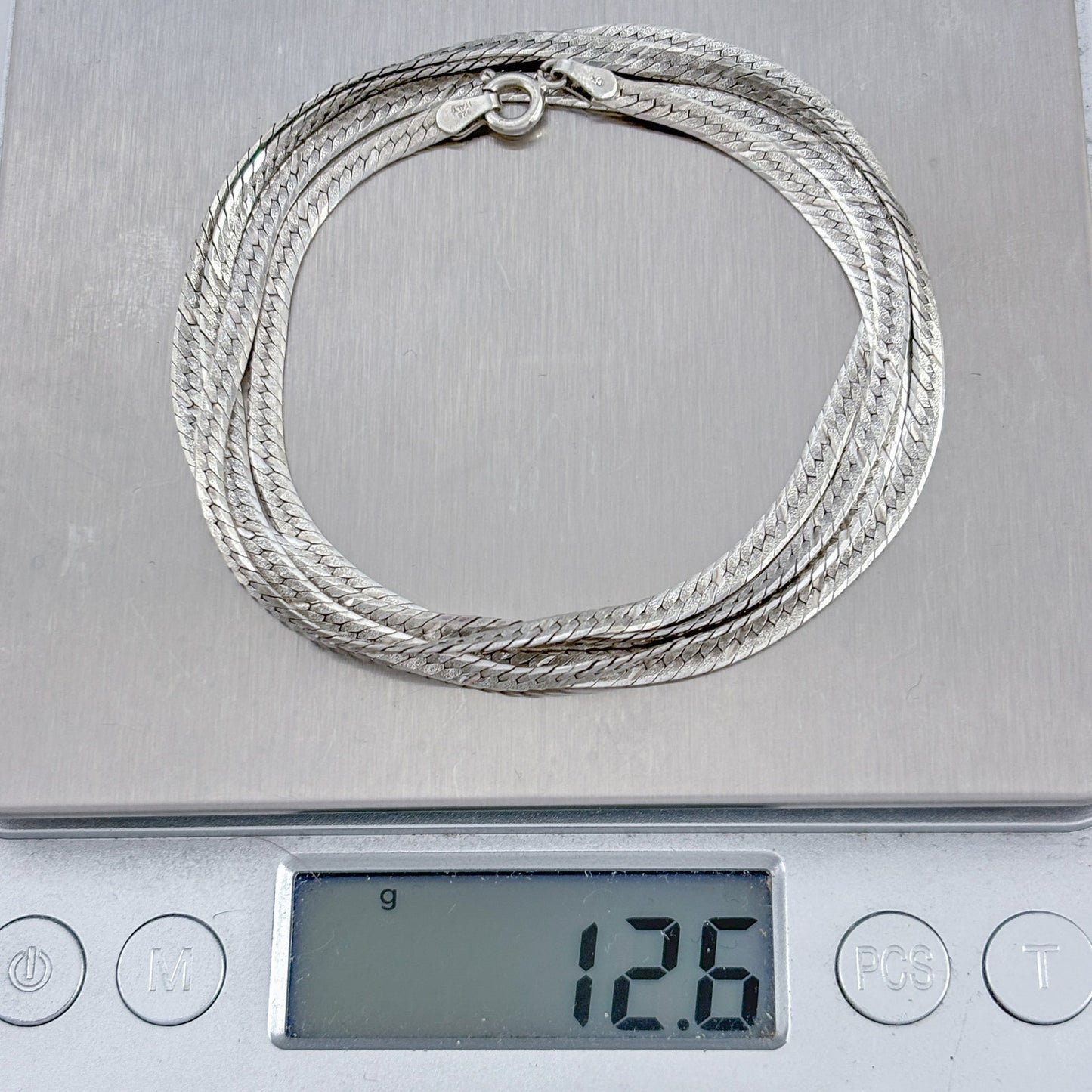 Vintage Italian Sterling Silver 925 Herringbone Chain Necklace 30"