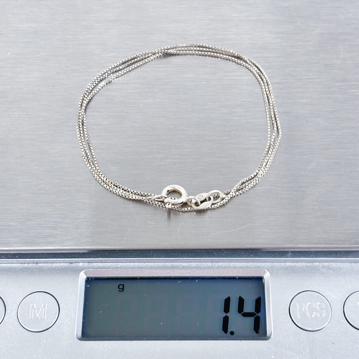 Vintage Italy Sterling Silver 925 Box Chain Necklace 17.25"