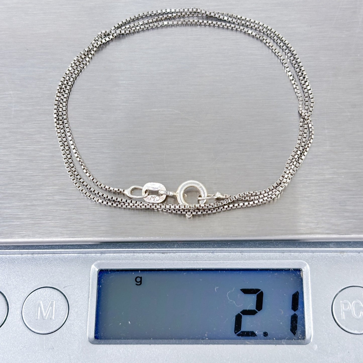 Vintage Italian Sterling Silver 925 Box Chain Necklace 18"