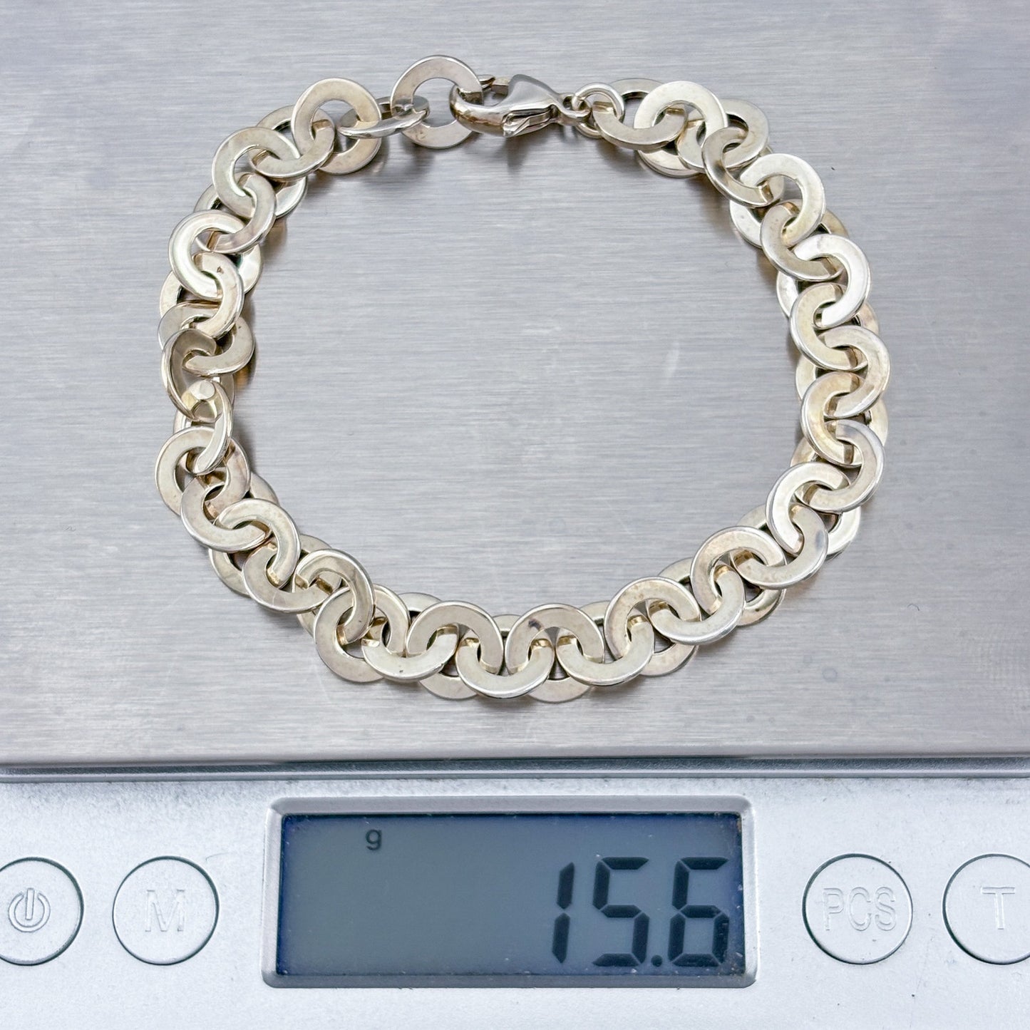 Vintage Sterling Silver 925 Chunky Oval Link Bracelet 7"