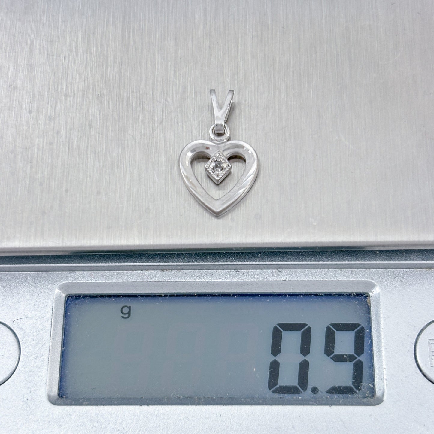 Vintage Sterling Silver 925 Diamond Heart Pendant