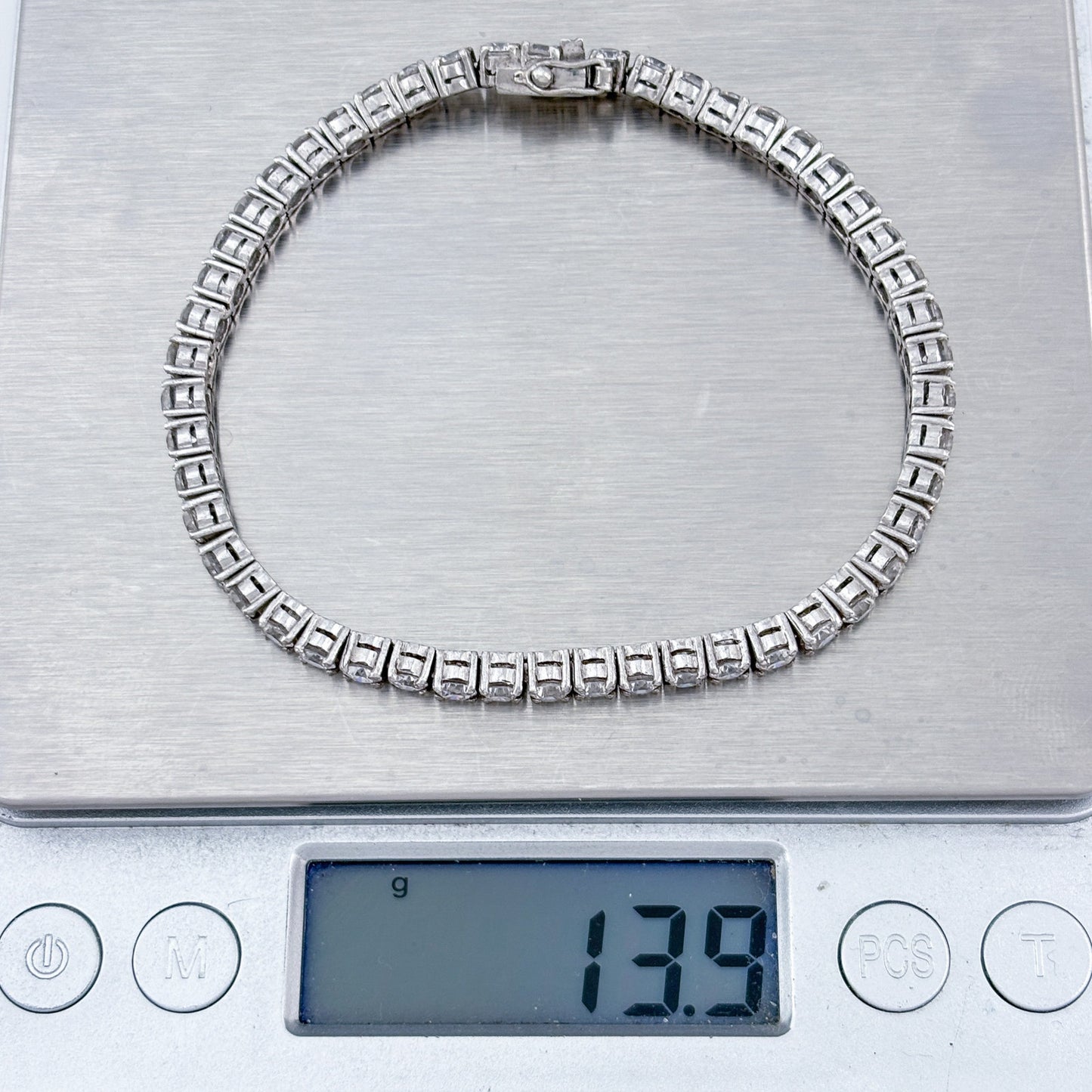 Vintage Sterling Silver 925 Cubic Zirconia Tennis Bracelet 7.5"