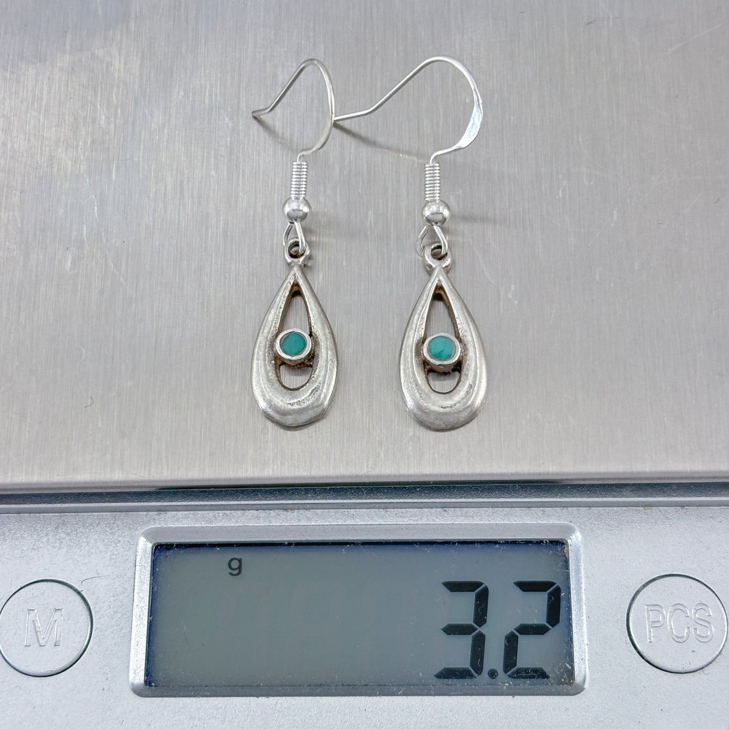 Vintage Sterling Silver 925 Turquoise Teardrop Earrings