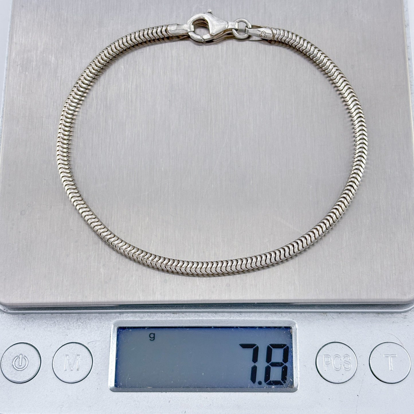 Vintage Sterling Silver 925 Snake Chain Bracelet 8.5"
