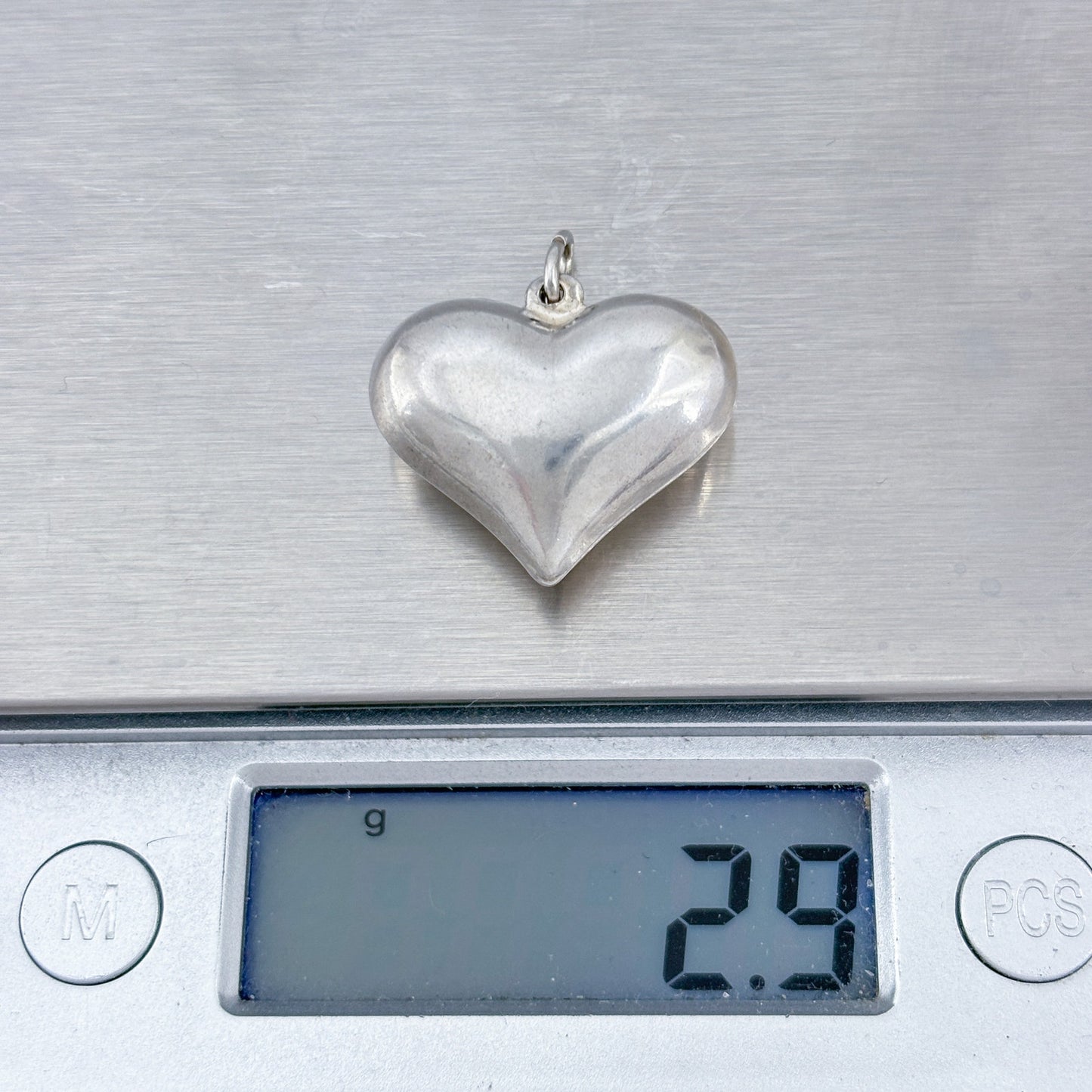 Vintage Sterling Silver 925 Puffy Heart Pendant