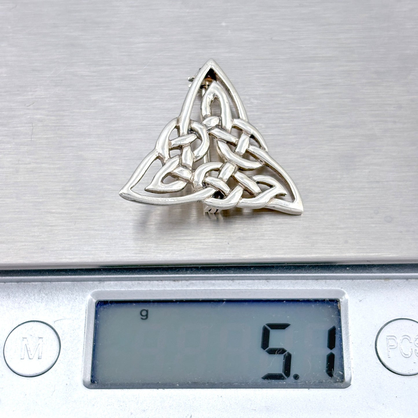 Vintage Sterling Silver 925 Celtic Triquetra Brooch
