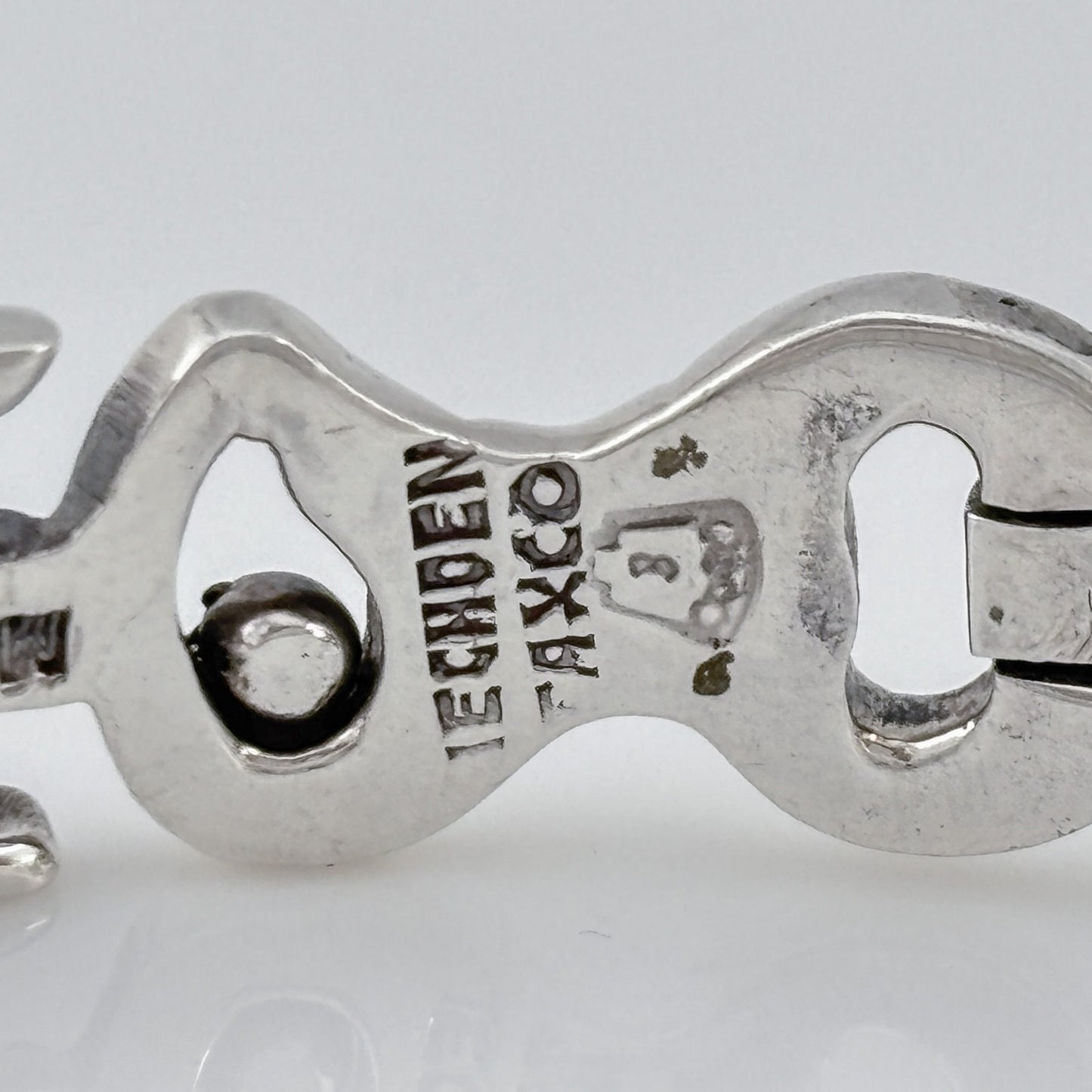 Vintage Mexico Taxco Sterling Silver 925 Abstract Link Bracelet 6.5"