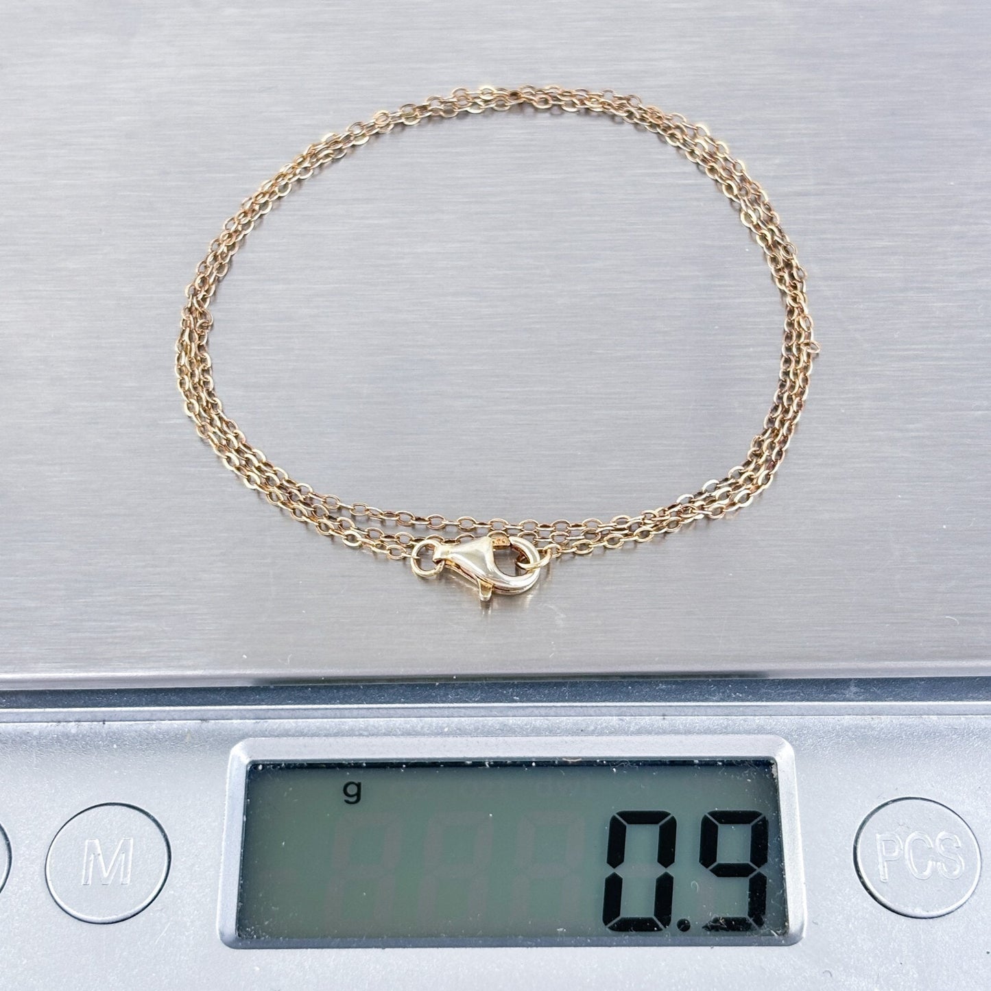 Estate Gold-Tone Sterling Silver 925 Cable Chain Necklace 18"