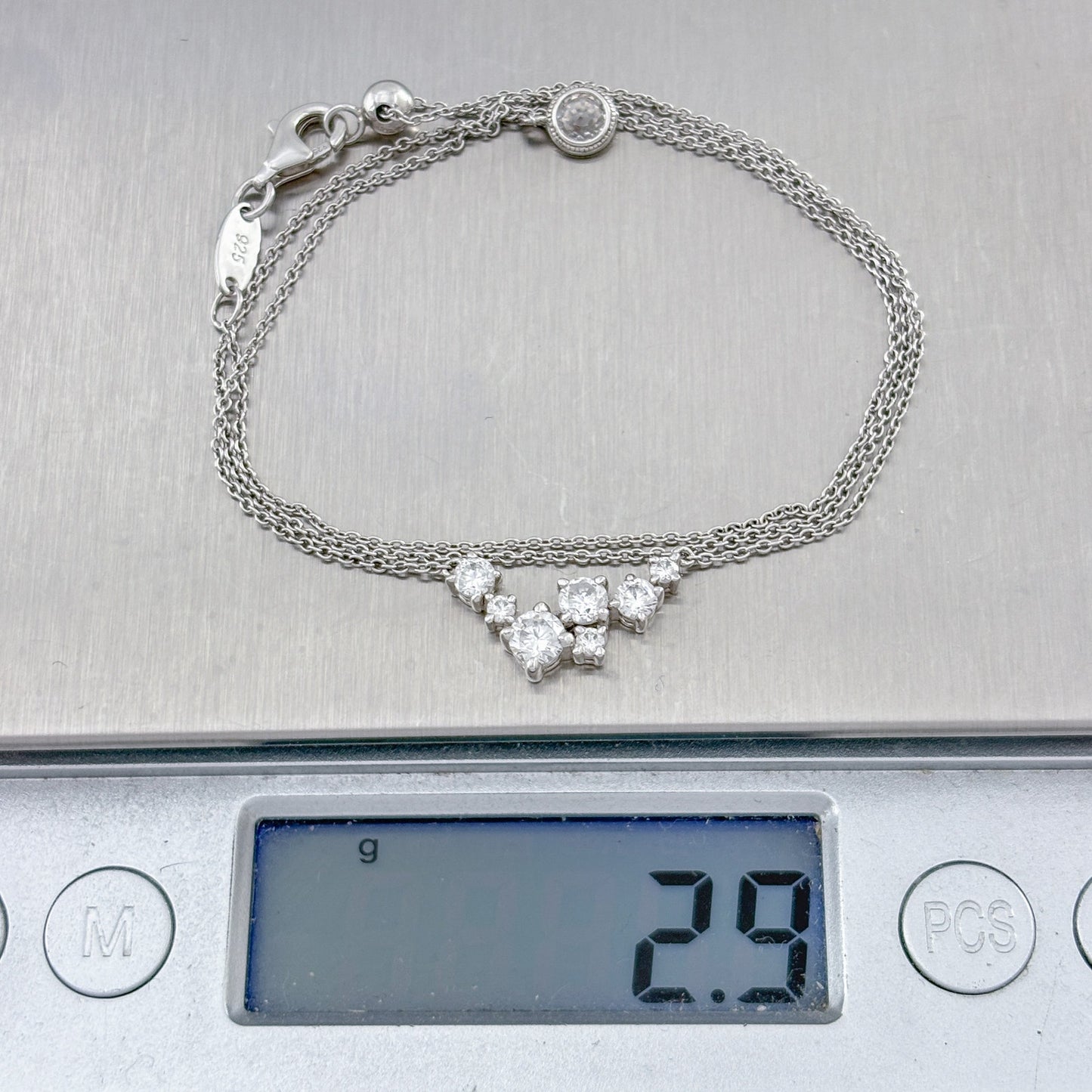 Vintage Sterling Silver 925 Cubic Zirconia Adjustable to 18" Necklace