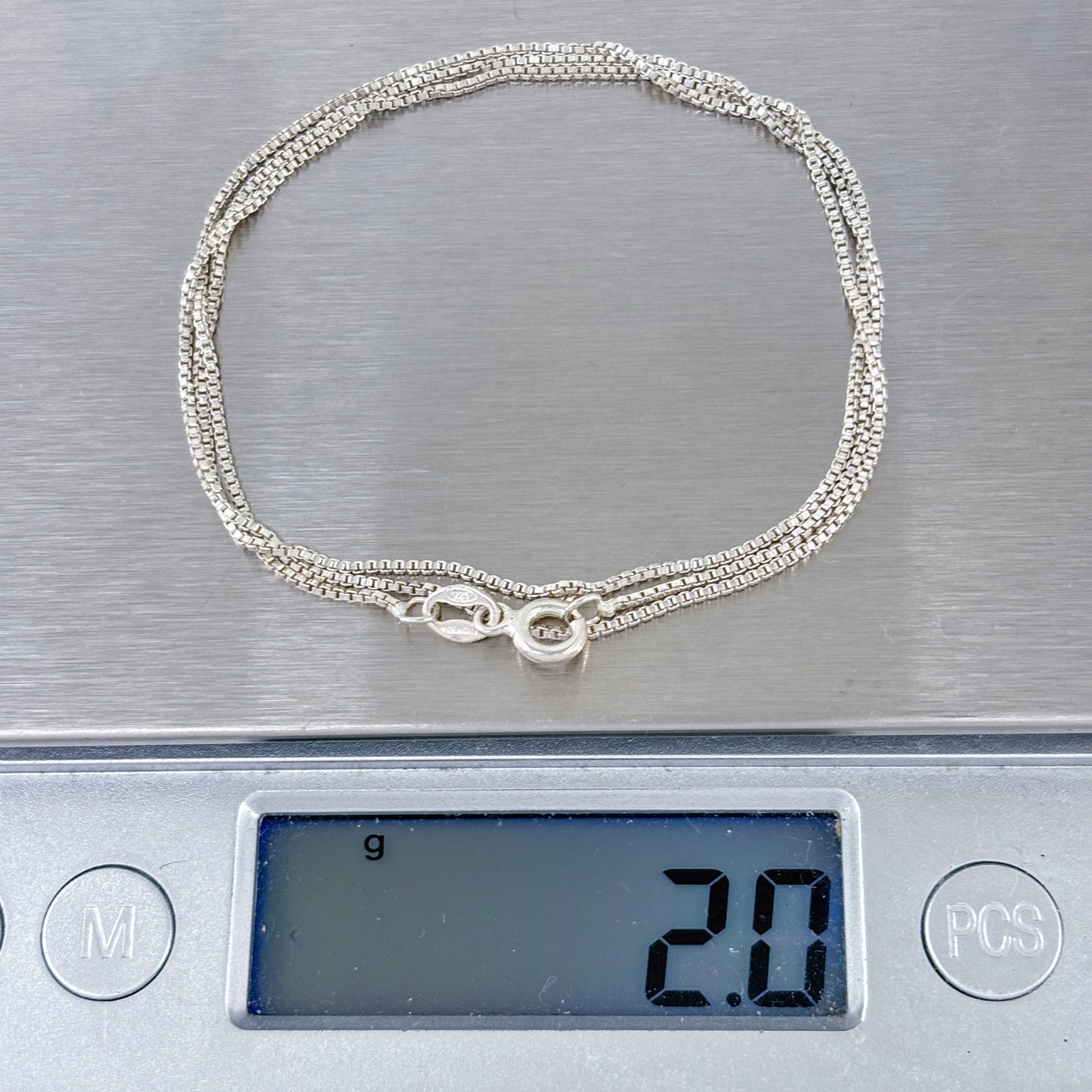 Vintage Italy Sterling Silver 925 Box Chain Necklace 18"