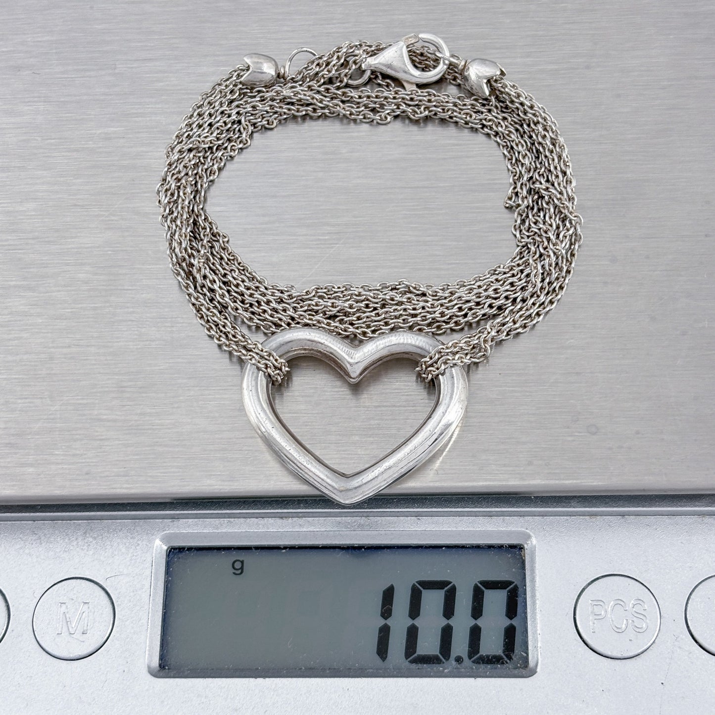 Vintage Sterling Silver 925 Heart Pendant Necklace 16"