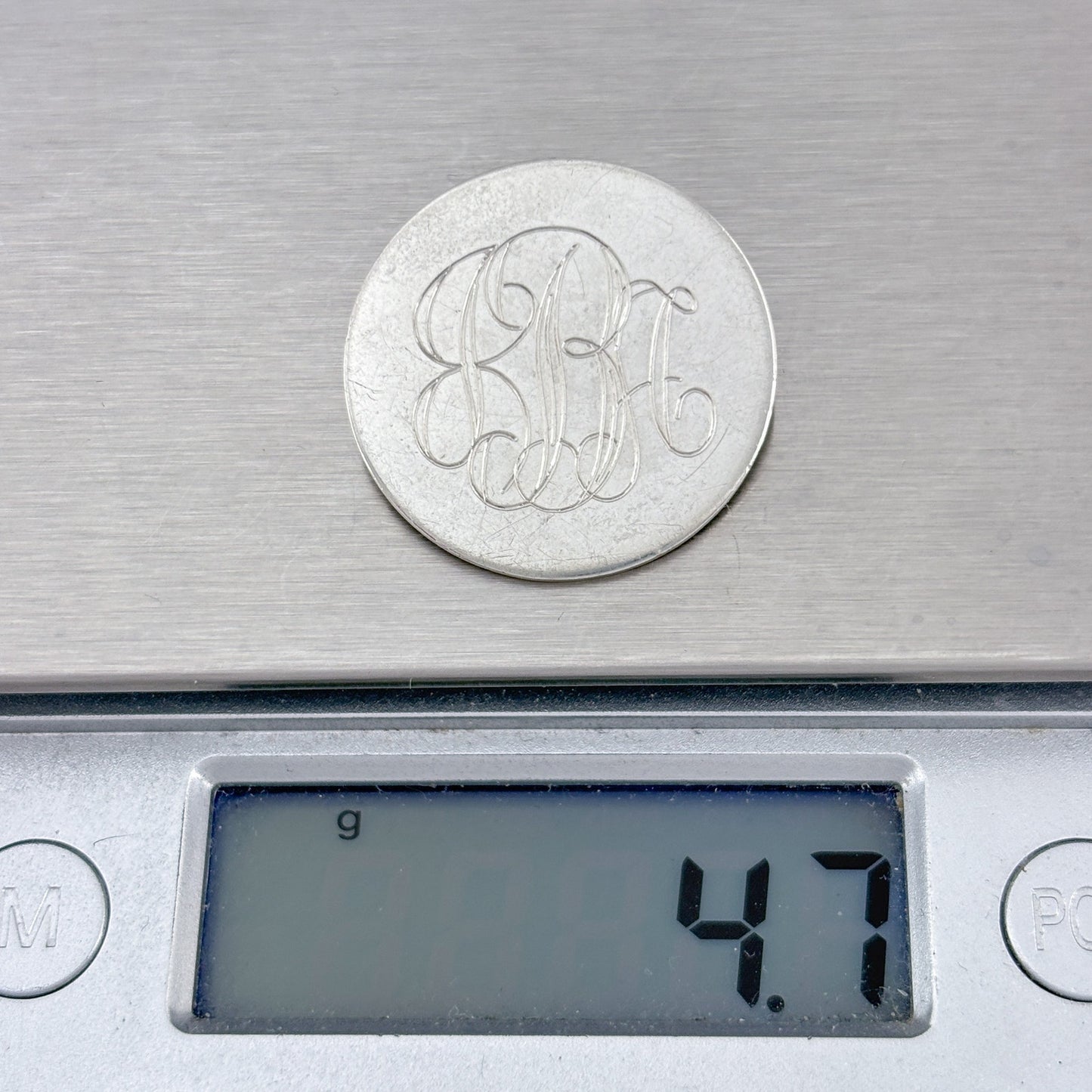 Vintage Sterling Silver 925 Monogram Brooch