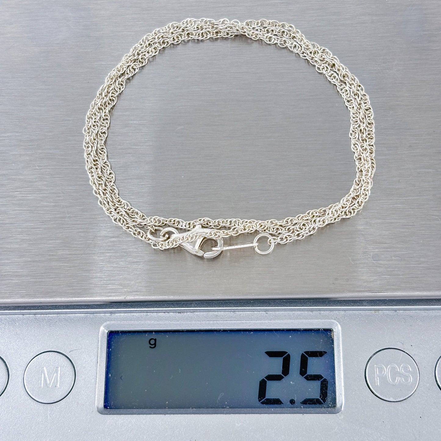 Vintage Sterling Silver 925 Singapore Chain Necklace 18.5"