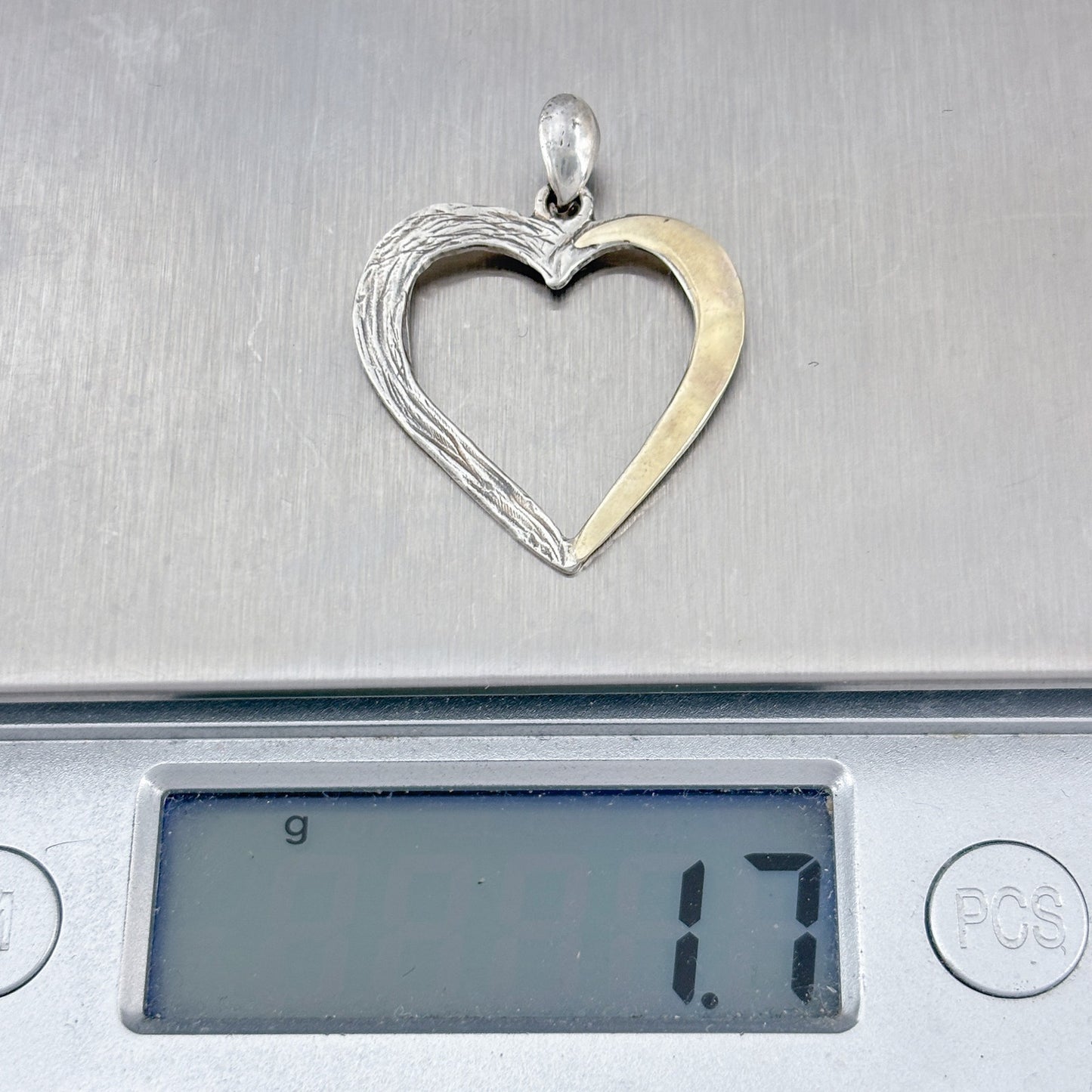 Vintage Sterling Silver 925 Two Tone Heart Pendant