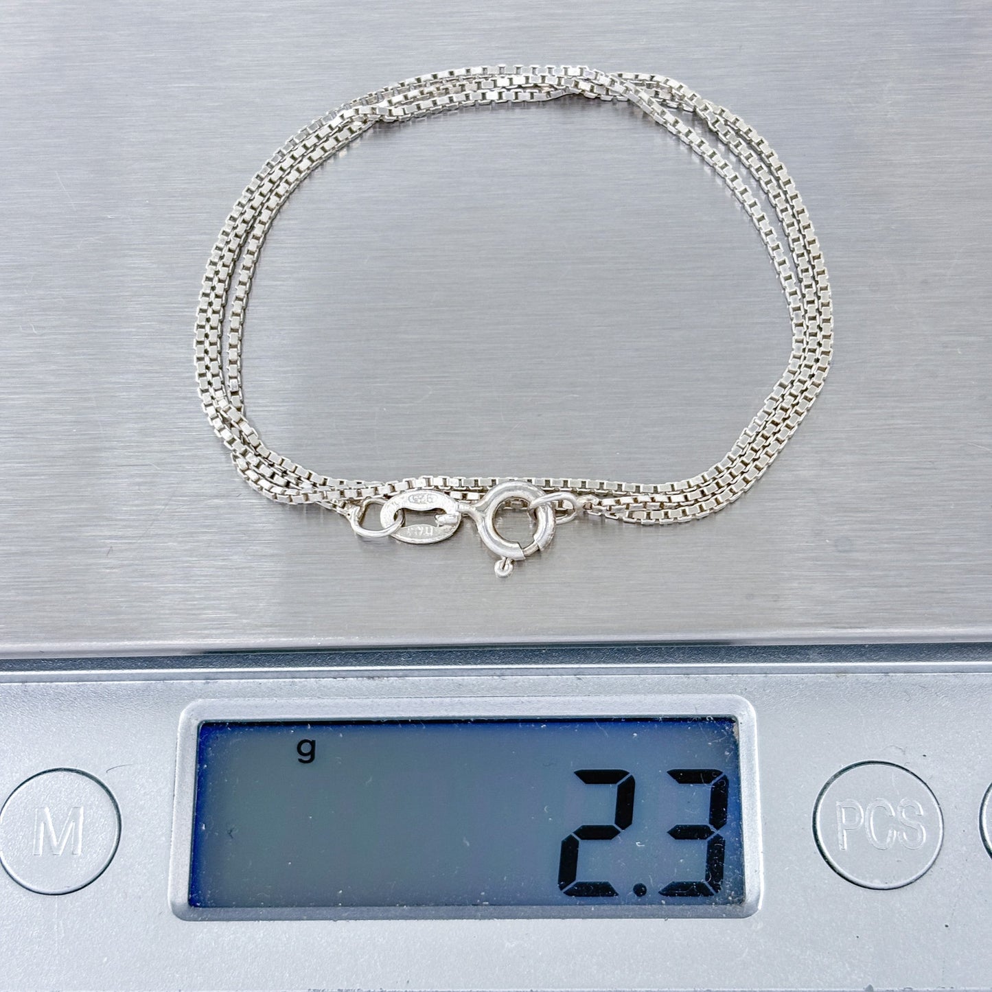 Vintage Italian Sterling Silver 925 Box Link Chain Necklace 16"