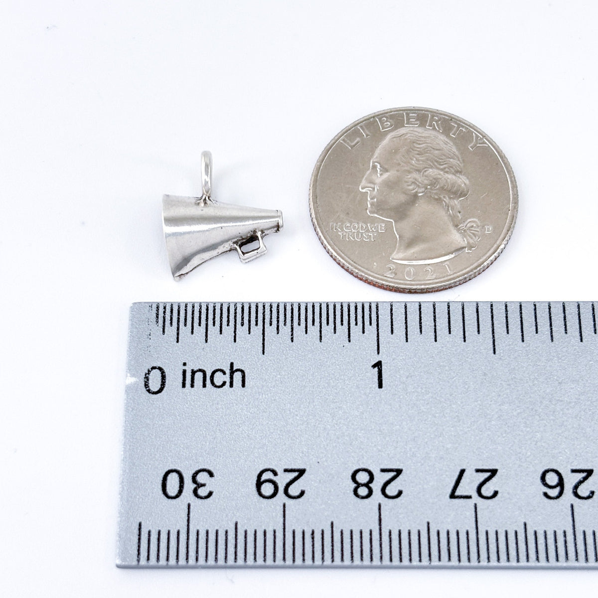 Vintage Thailand Sterling Silver 925 Cheer Megaphone Pendant Charm