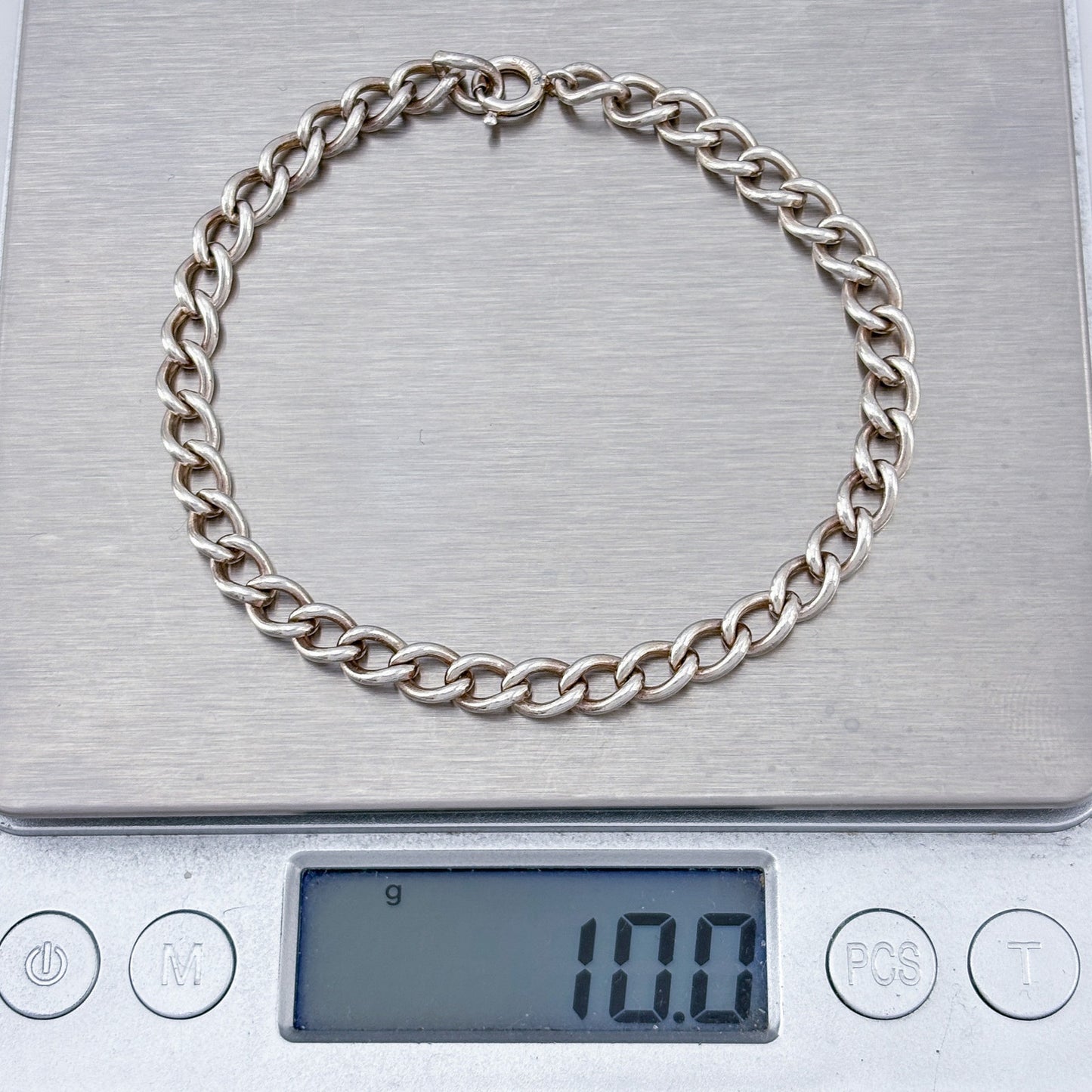 Vintage Sterling Silver 925 Chunky Chain Bracelet 7.5"
