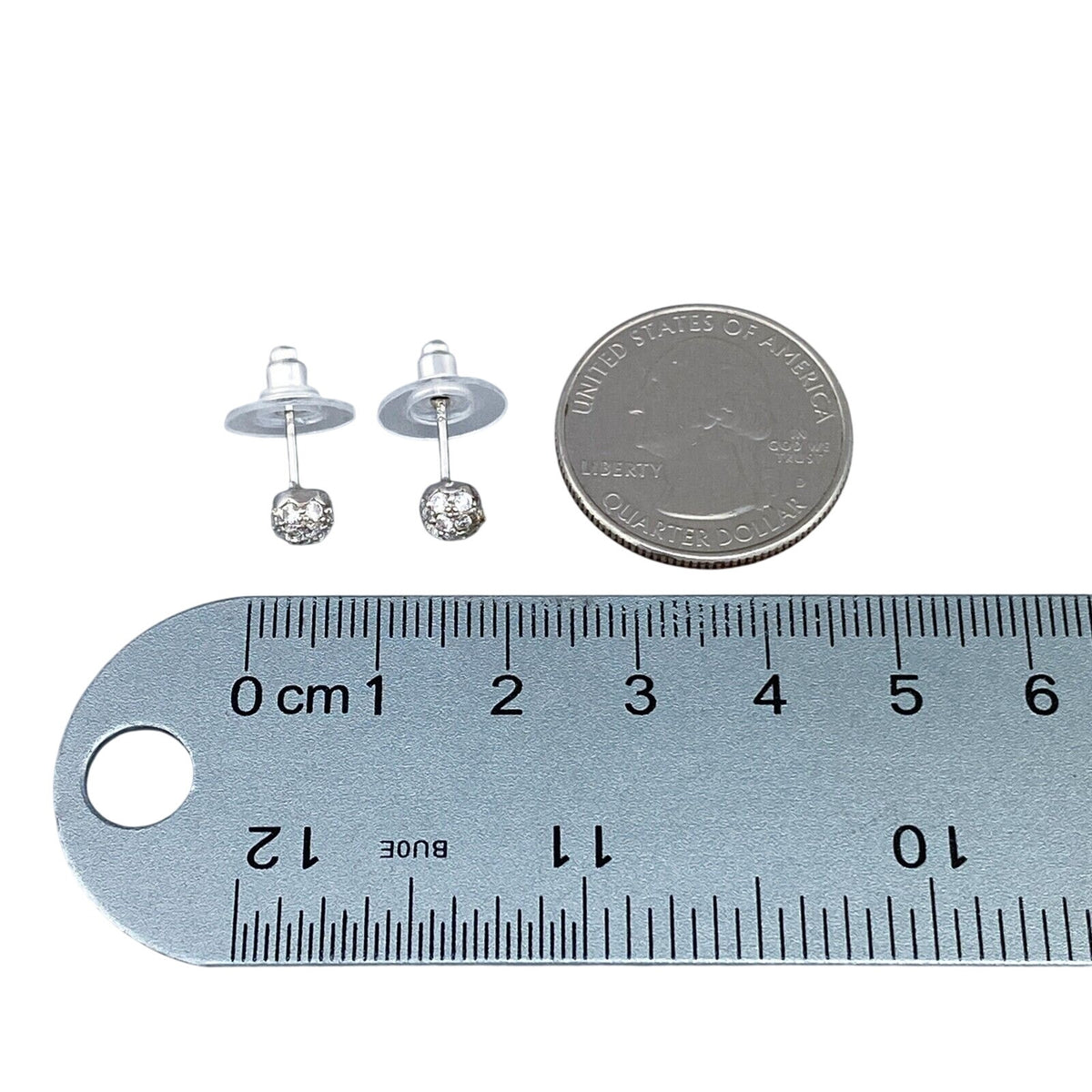 Vintage Sterling Silver 925 Crystal Ball Stud Earrings