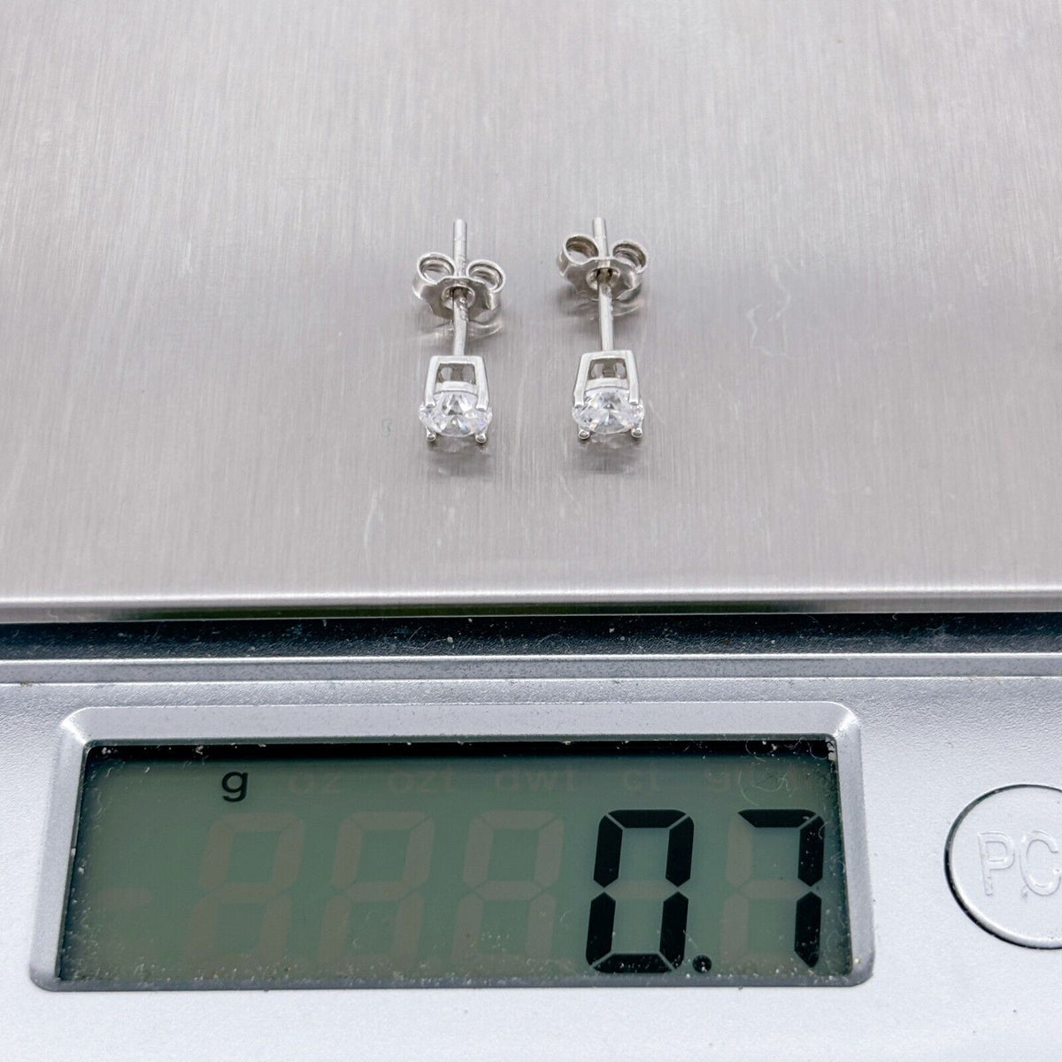 Vintage Sterling Silver 925 Cubic Zirconia Stud Earrings