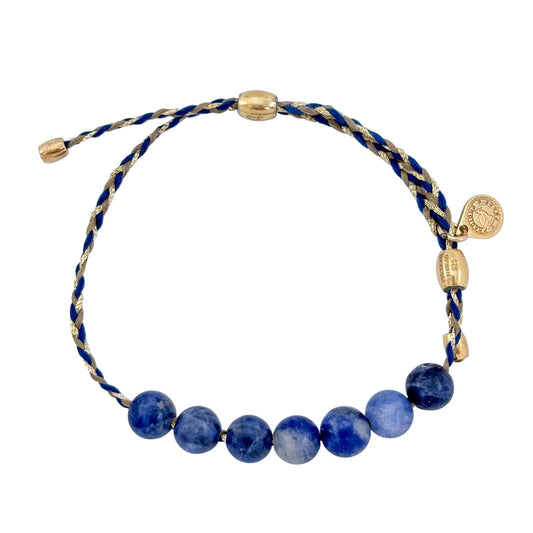 Adjustable 14kt Gold Alex and Ani Precious Threads Sodalite Bracelet