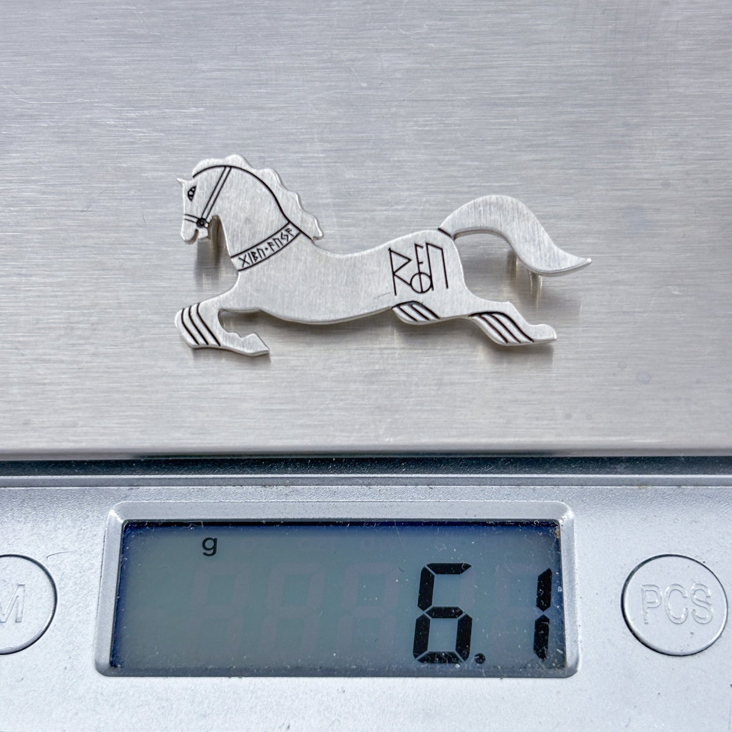 Vintage Sterling Silver 925 Celtic Horse Rune Pendant