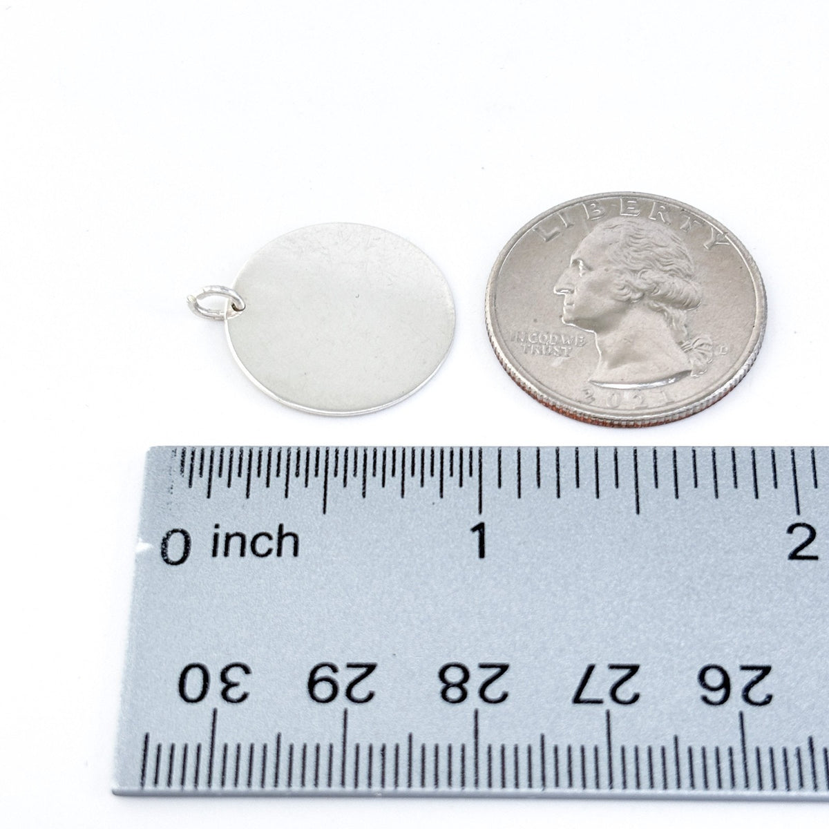 Vintage Silver Tone 2cm Blank Round Disc Pendant