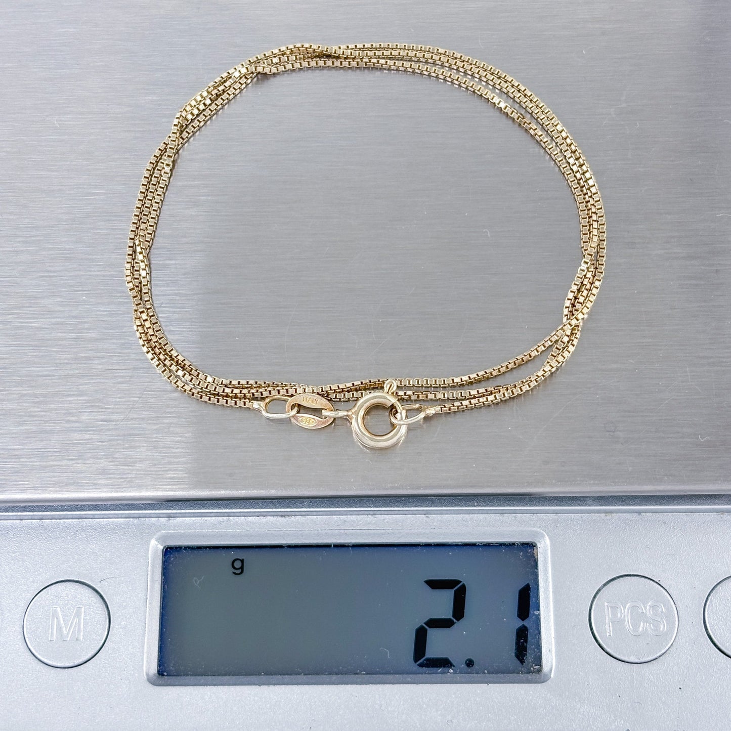 Vintage Italian Gold-Tone Sterling Silver 925 Box Link Chain Necklace 18"