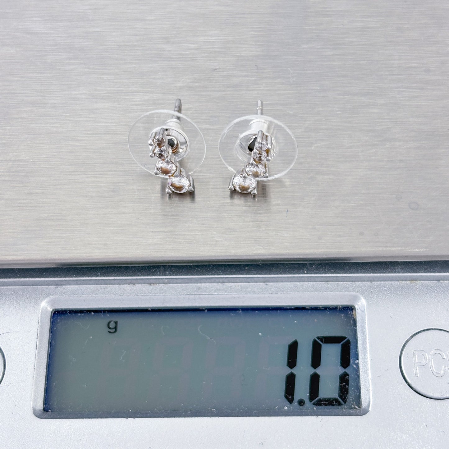 Vintage Sterling Silver 925 Cubic Zirconia Climber Earrings