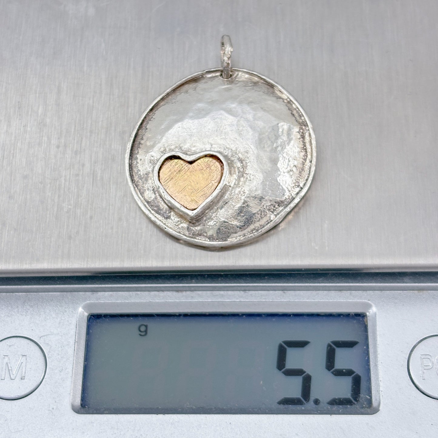 Vintage Sterling Silver 925 14K Gold Heart Pendant