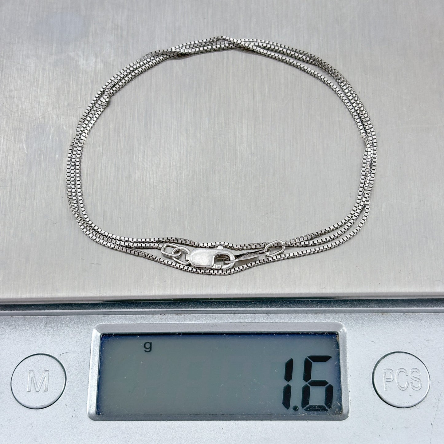 Vintage Sterling Silver 925 Box Chain Necklace 18"