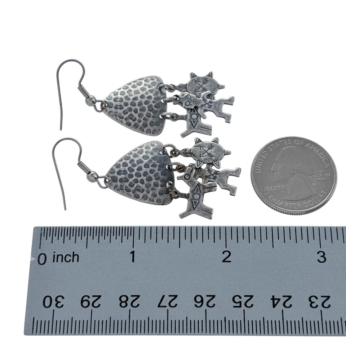 Vintage Steel Dog Figure Turtle Design Dangle Earrings
