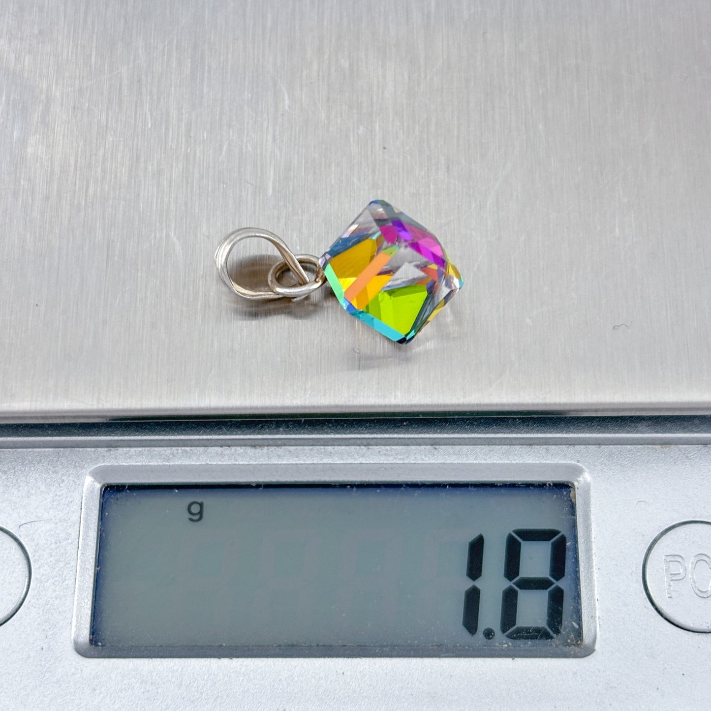 Vintage Sterling Silver 925 Rainbow Crystal Pendant