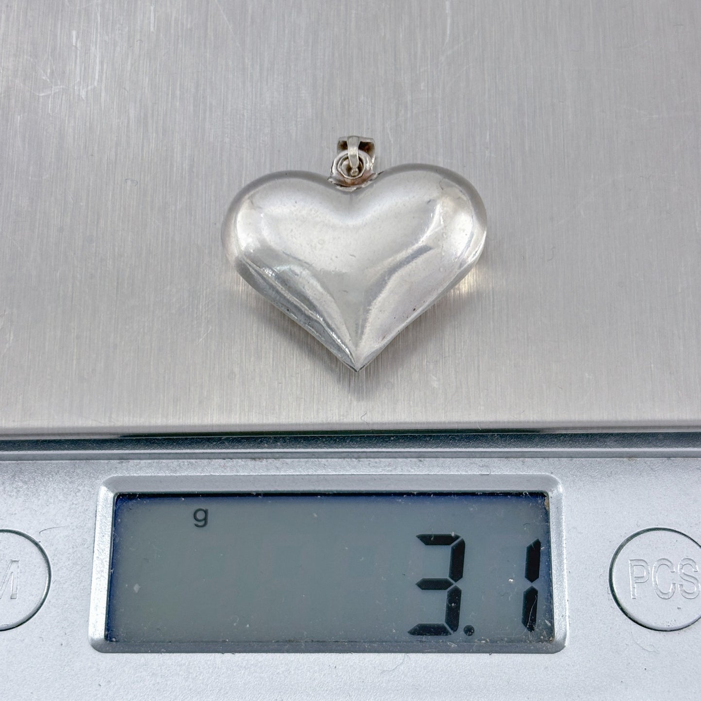 Vintage Sterling Silver 925 Puffy Heart Pendant