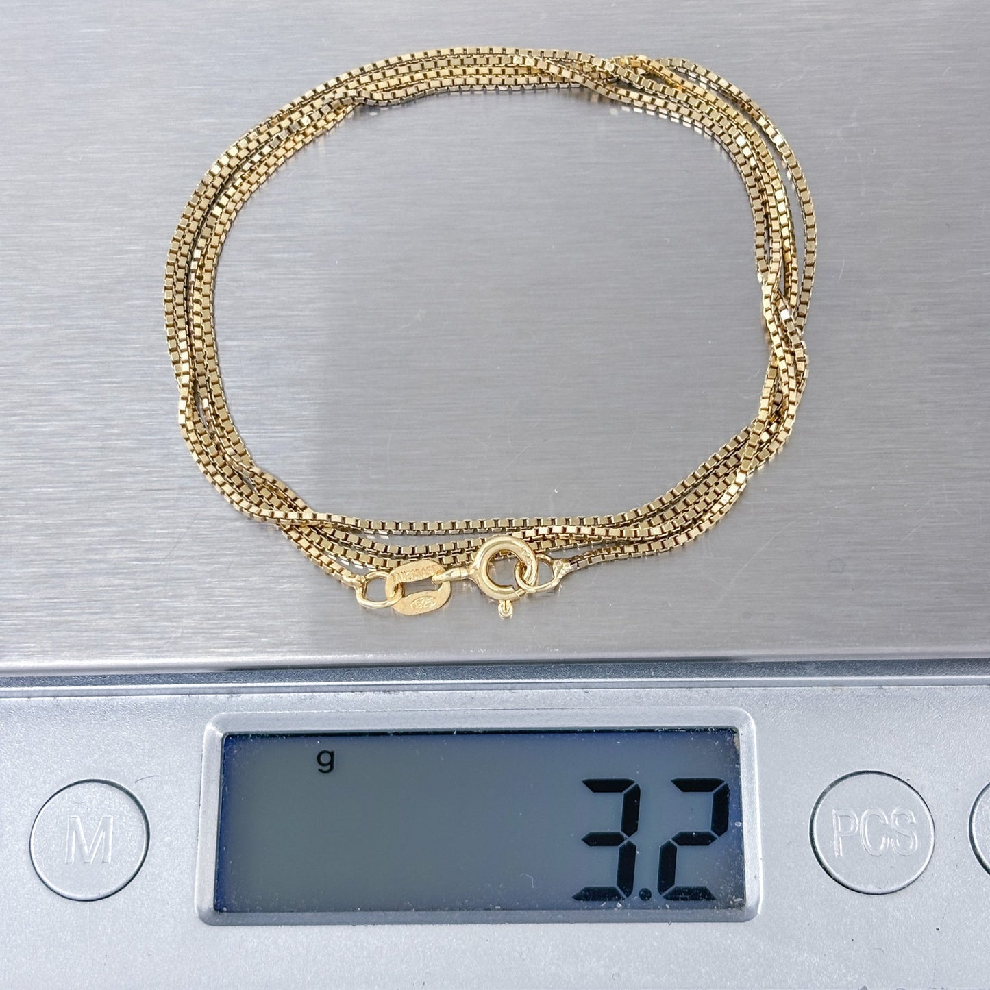 Vintage Italy Danecraft Gold-Tone Sterling Silver Box Link Chain Necklace 24"