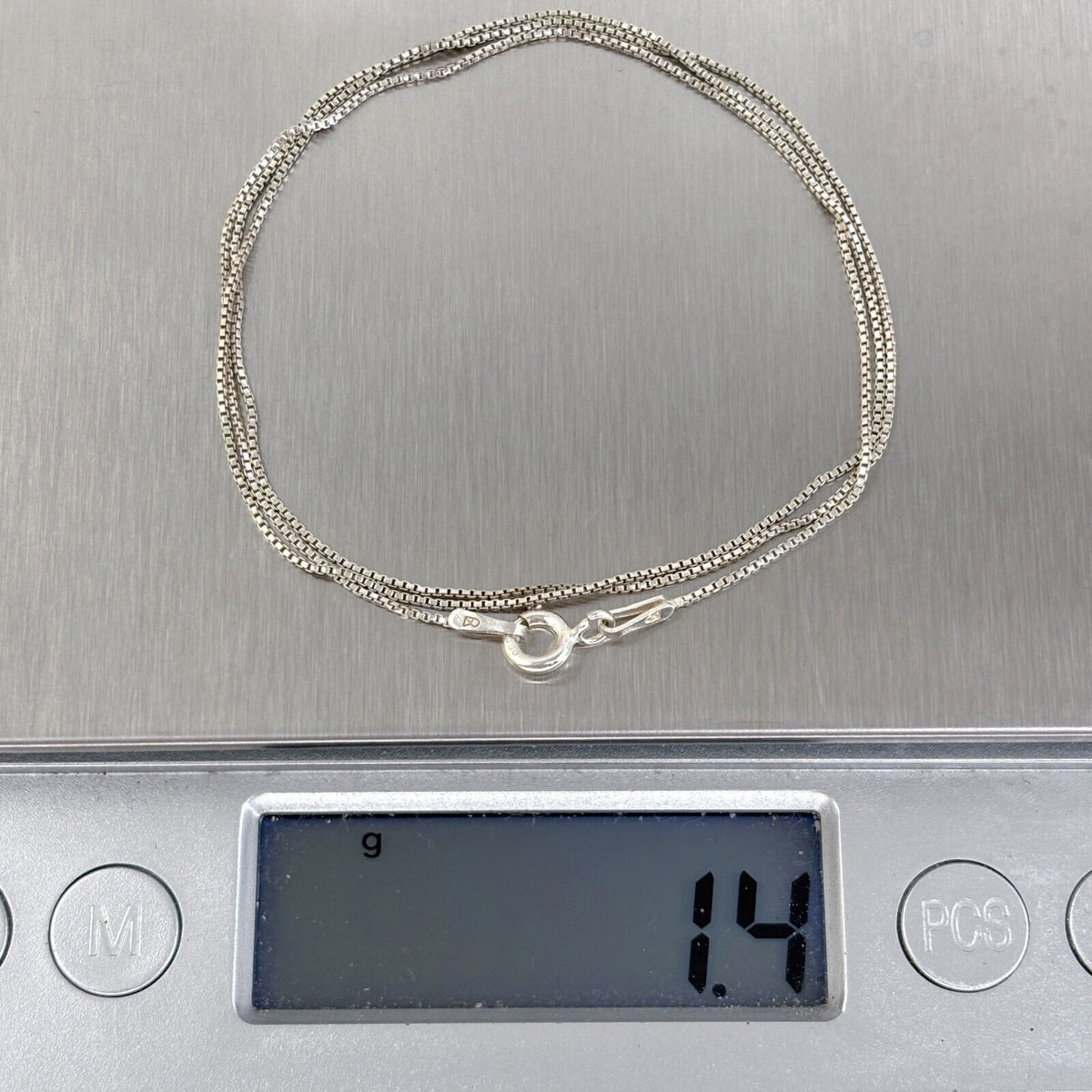 Vintage Italy Sterling Silver 925 Box Chain Necklace 18"