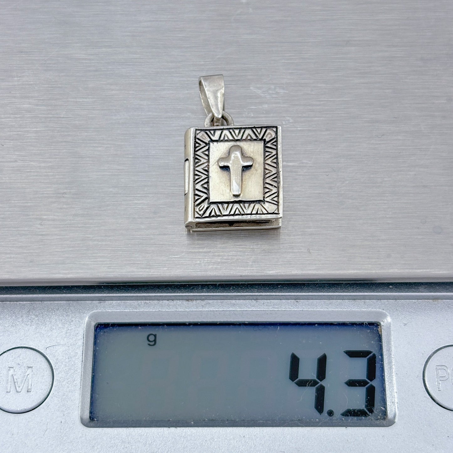 Vintage Sterling Silver 925 Bible Locket Pendant