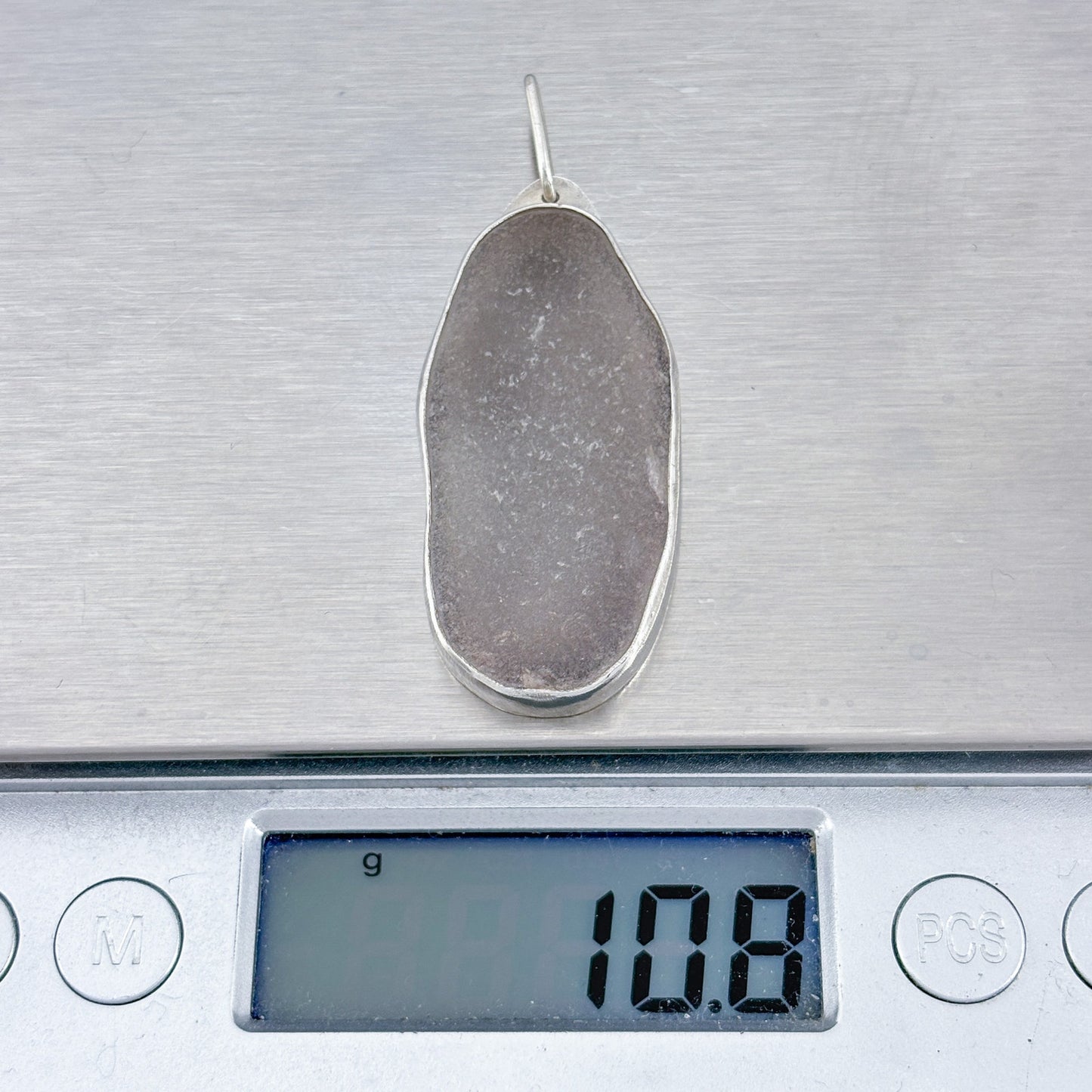Vintage Sterling Silver 925 Frosted Glass Oval Pendant