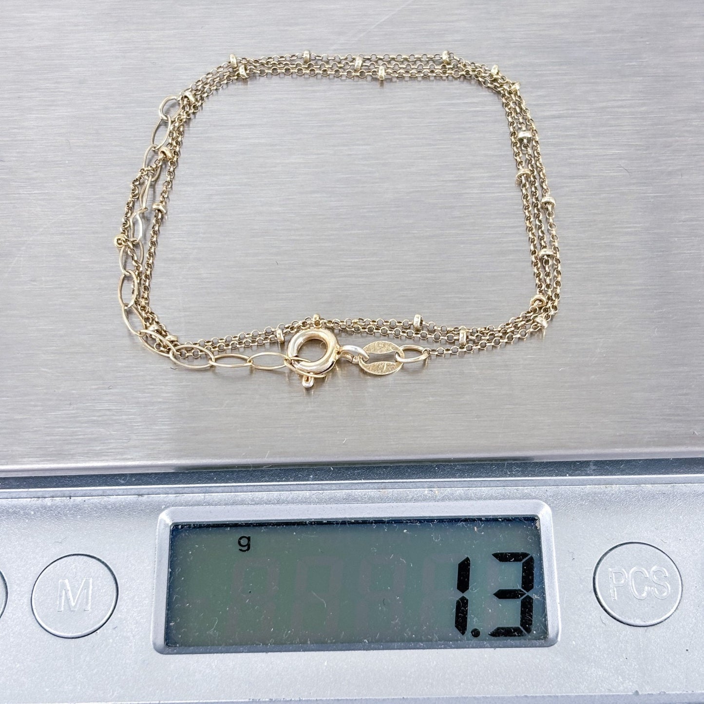 Vintage Gold-Tone Sterling Silver Station Chain Necklace Adjustable 17”-18.5”