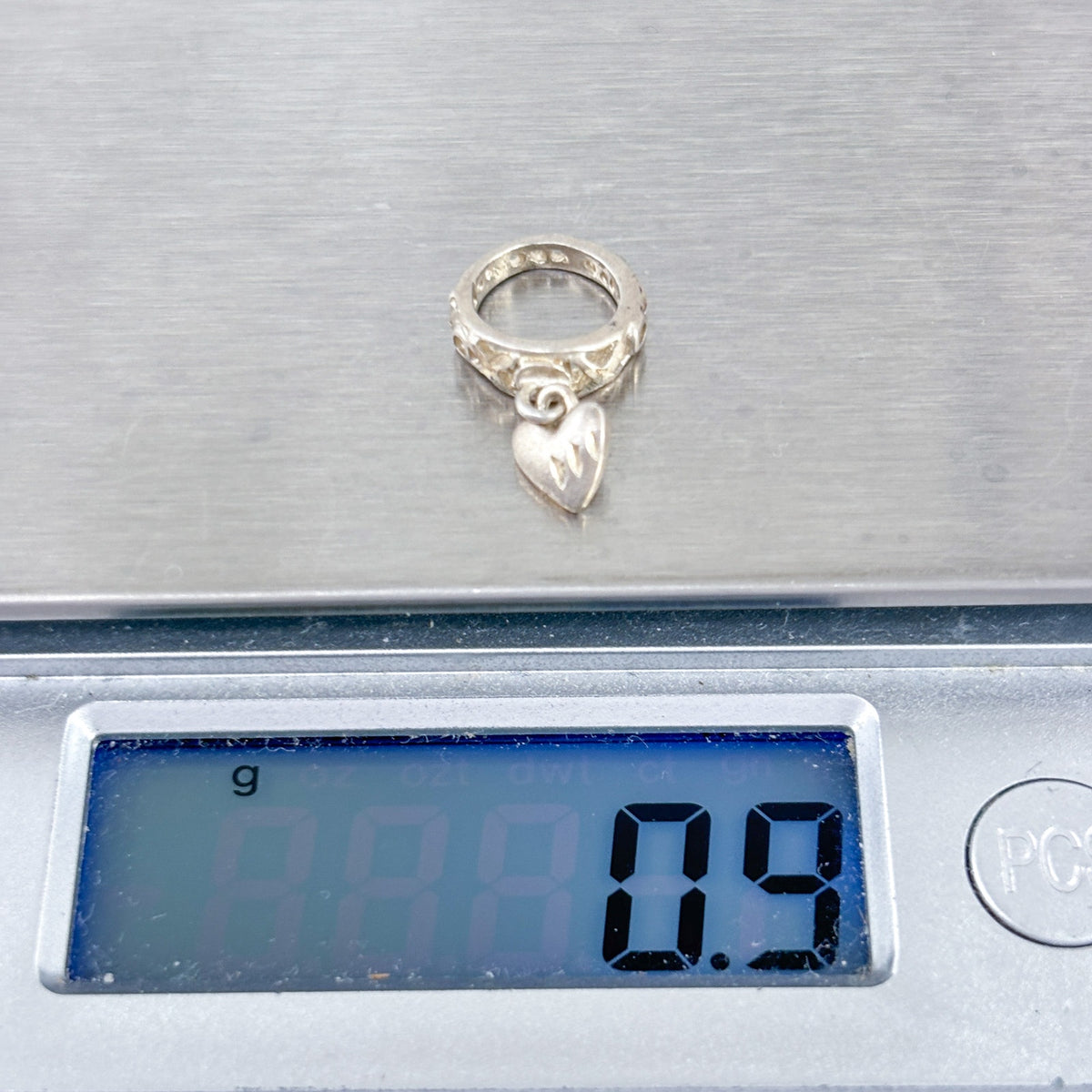 Vintage Sterling Silver 925 Heart Dangle Bracelet Charm