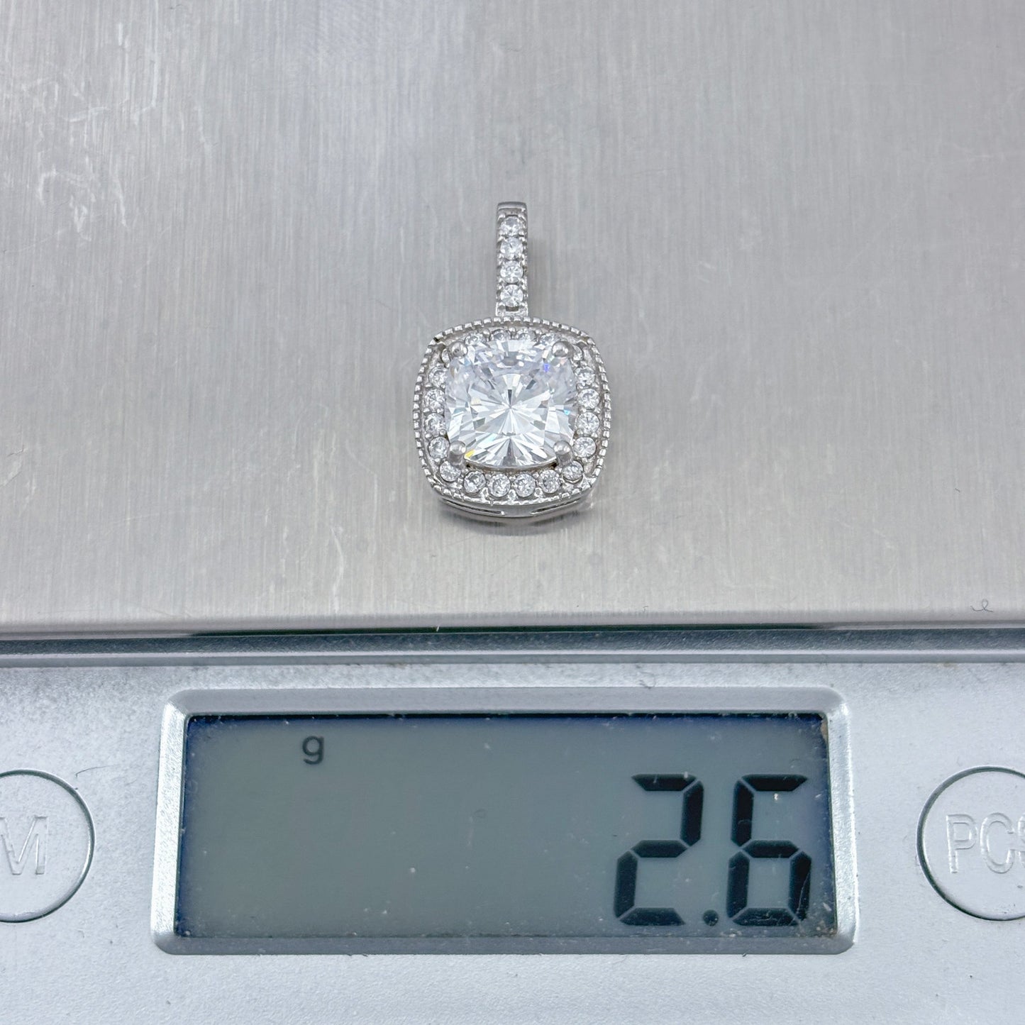 Vintage Sterling Silver 925 Cubic Zirconia Halo Pendant