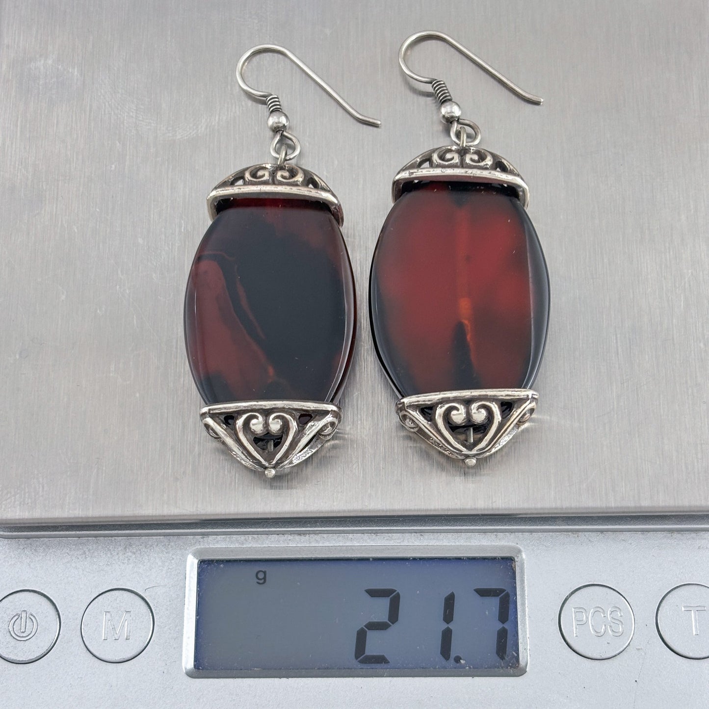 Vintage Sterling Silver 925 Carnelian Earrings