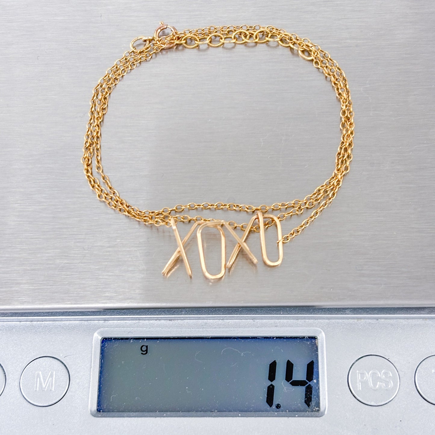 Vintage 1/20 14K Gold-Filled XOXO Necklace 17-18"