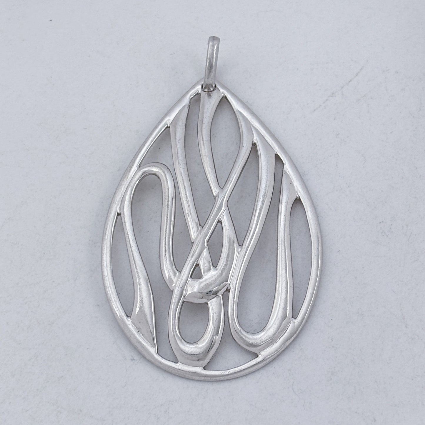 Vintage Sterling Silver 925 Teardrop Filigree Pendant