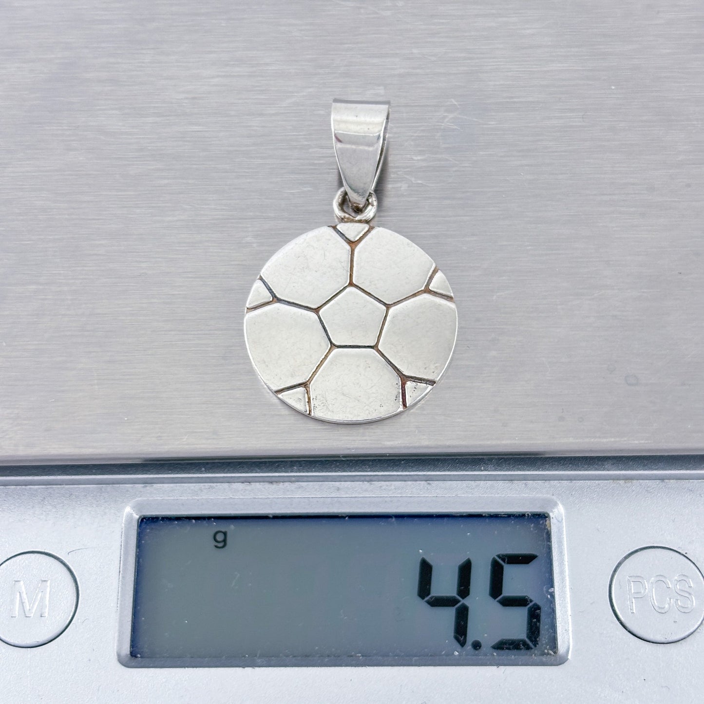 Vintage Sterling Silver 925 Soccer Ball Disk Pendant